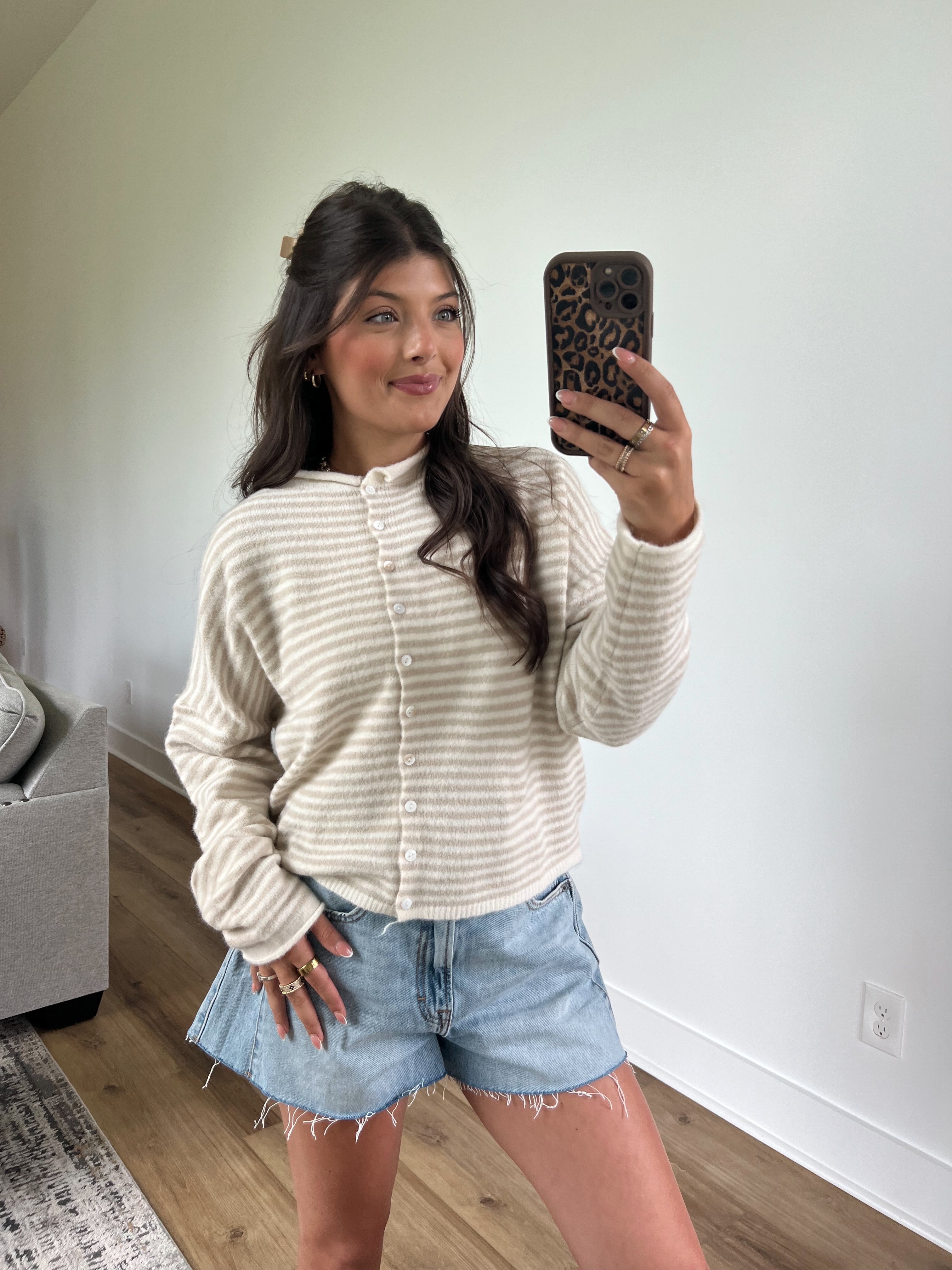 Best Dress Cardigan (Tan Stripes)
