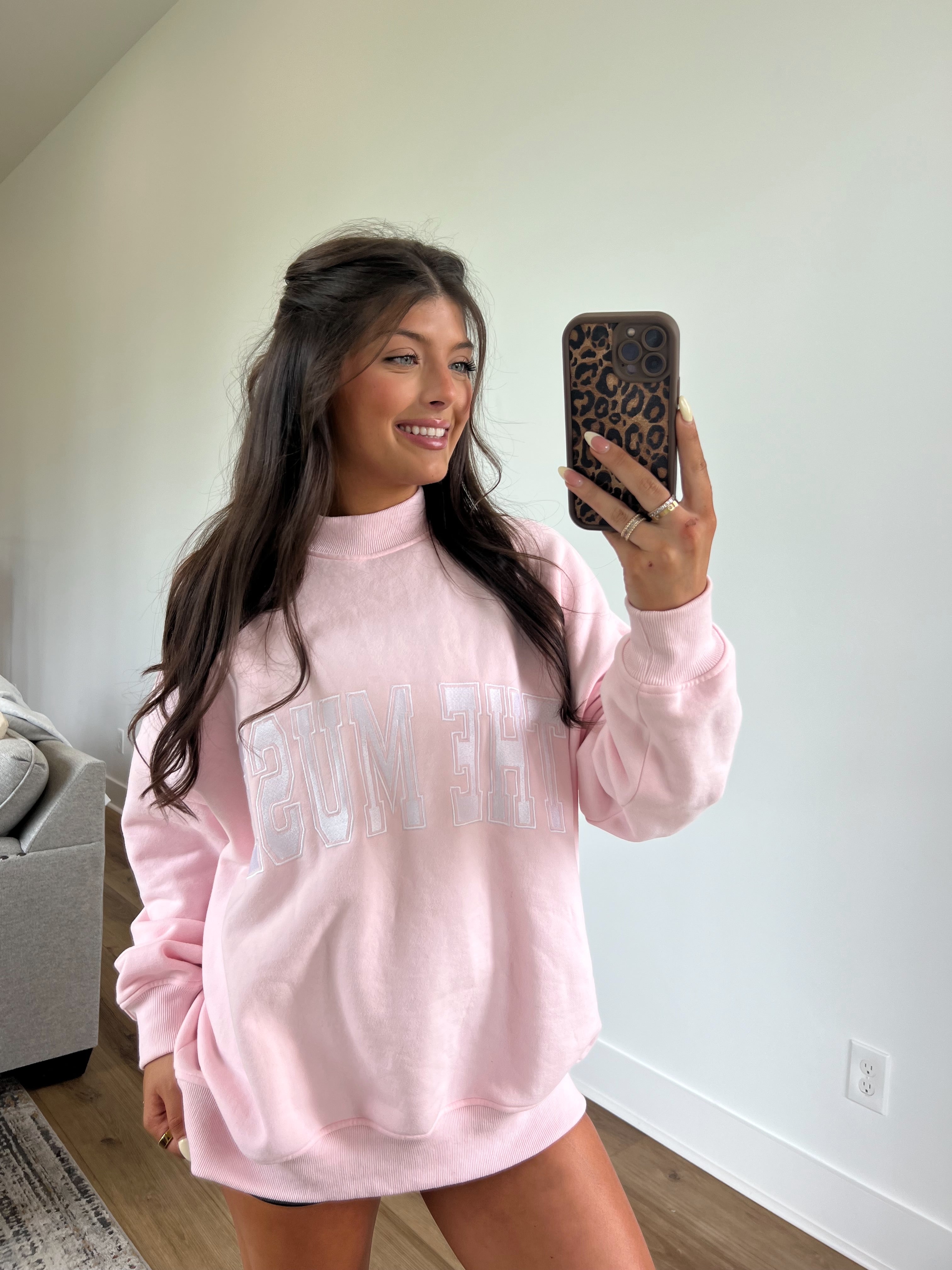 The Muse Varsity Mockneck (Ballet Pink)