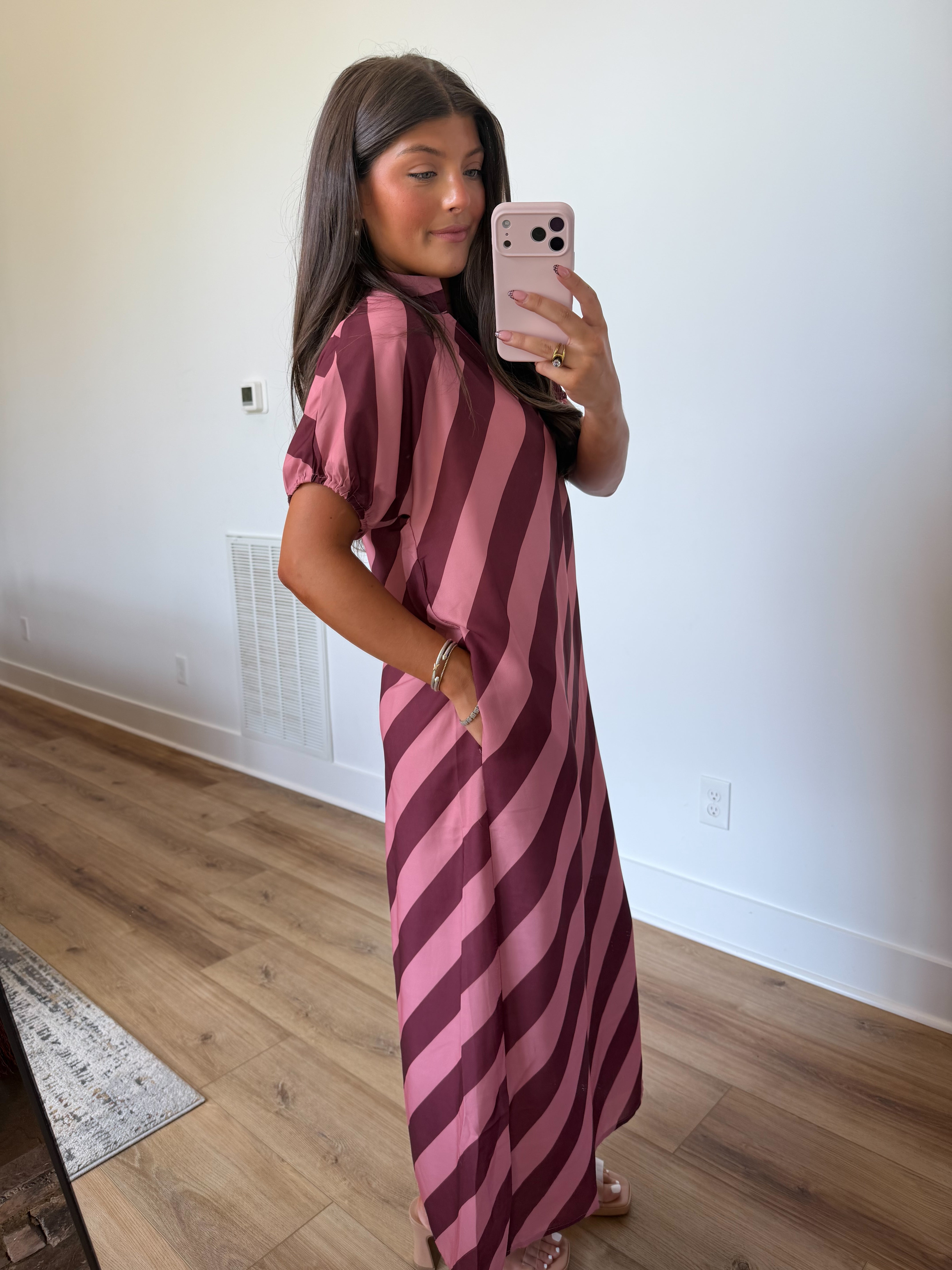 Pippa Stripe Maxi (Pink/Burgundy)