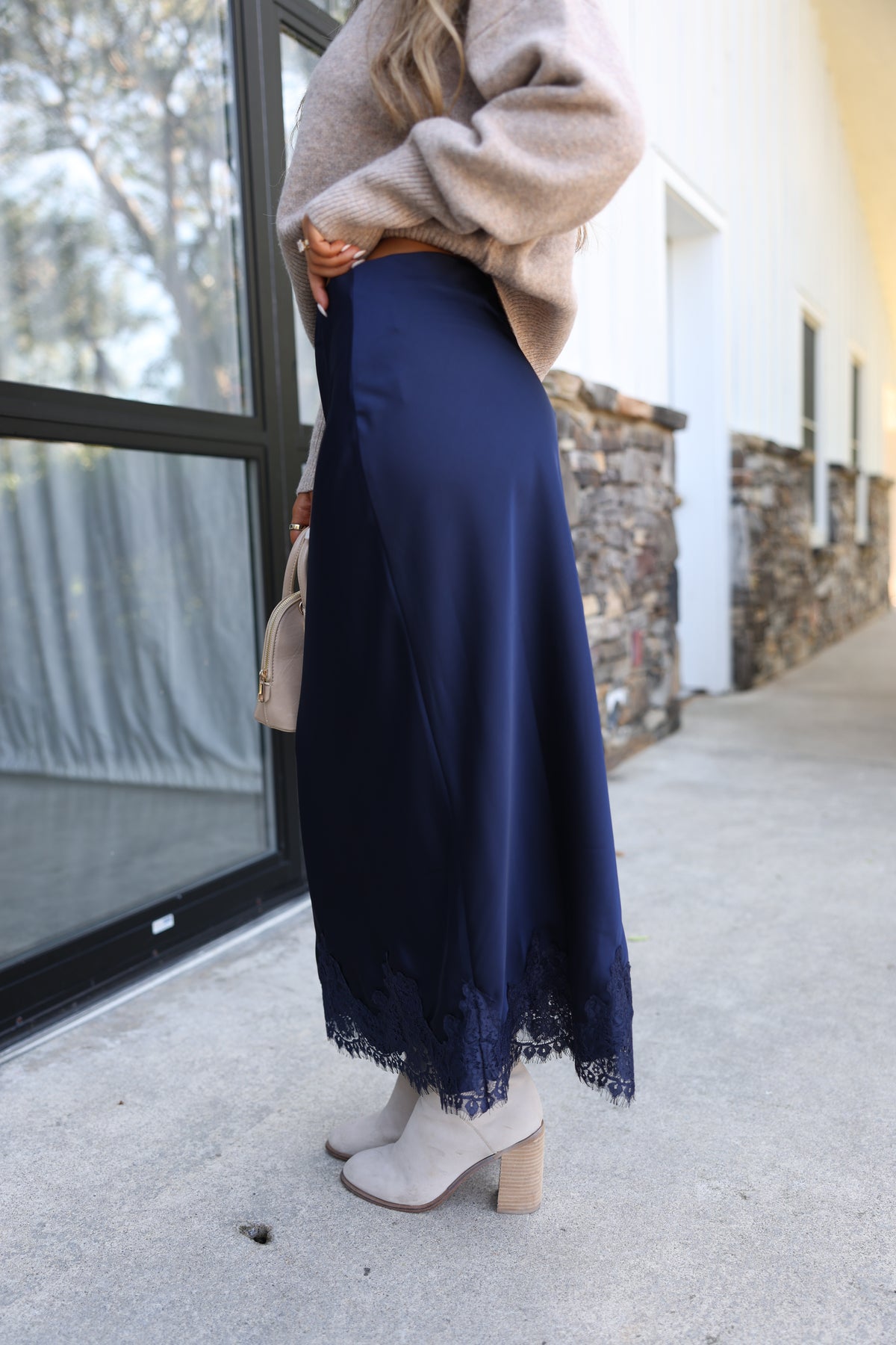 Allure Lace Midi Skirt (Navy)