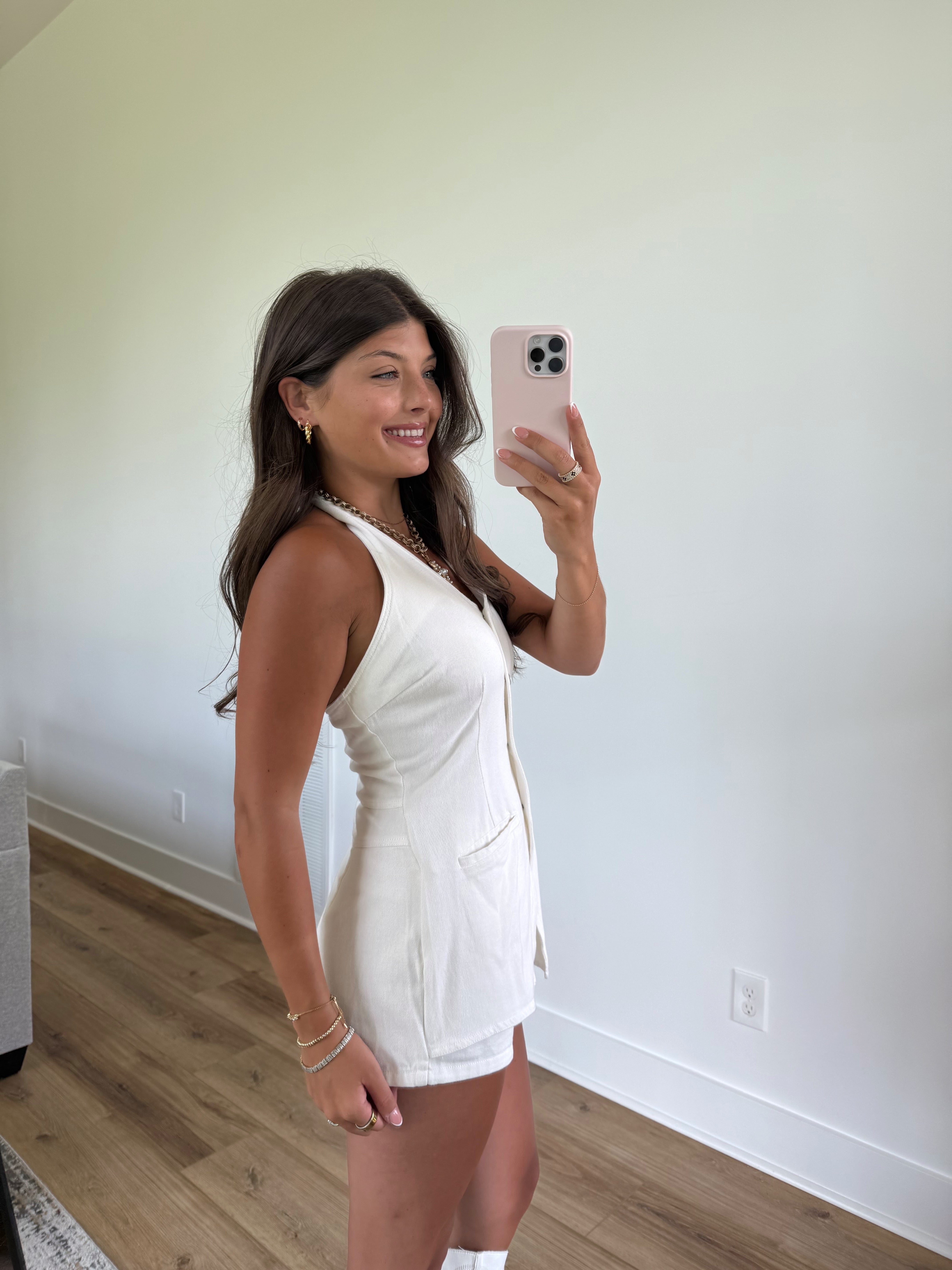 Karoline Romper (White Denim)