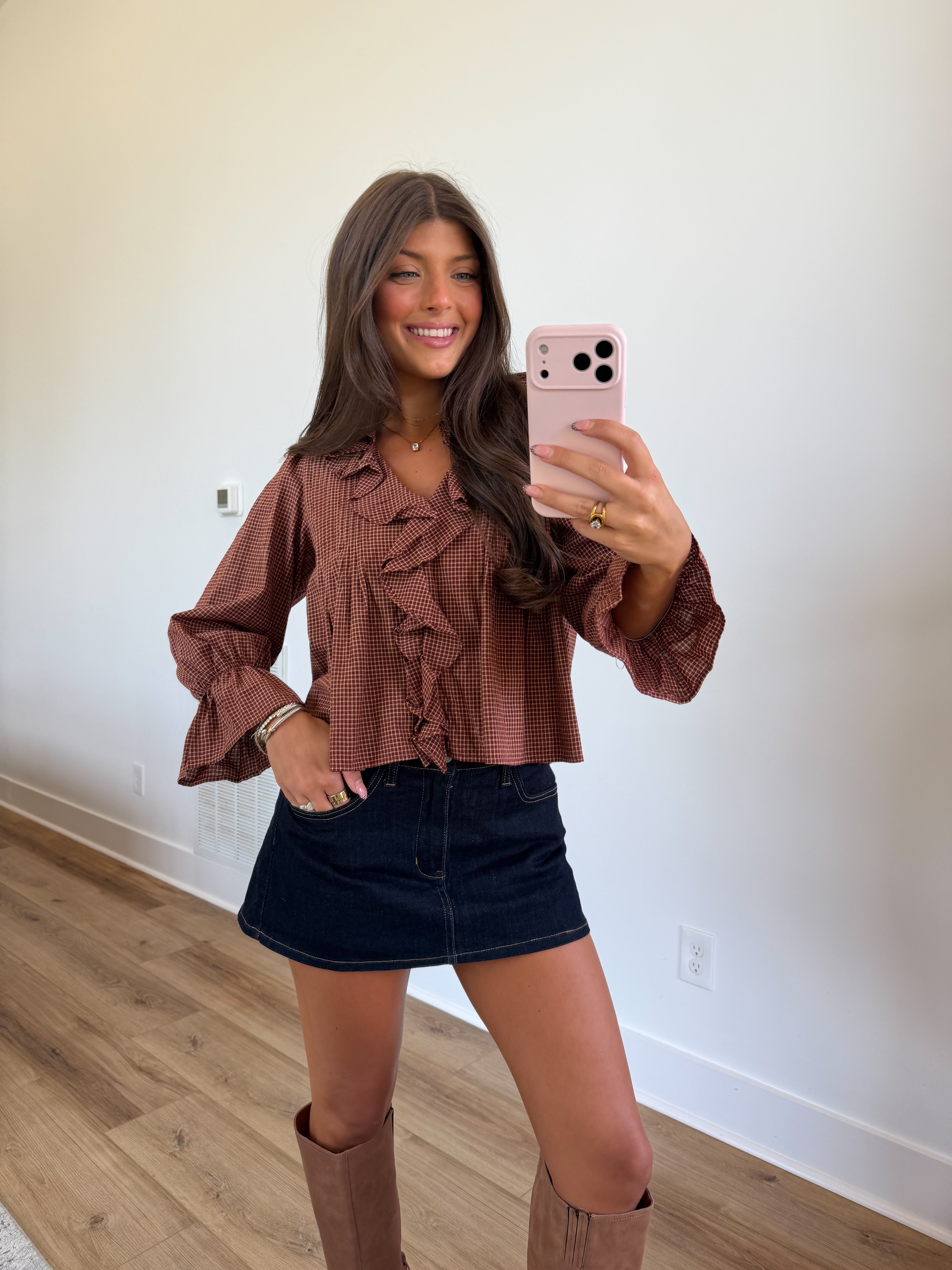 Sydney Gingham Ruffle Top