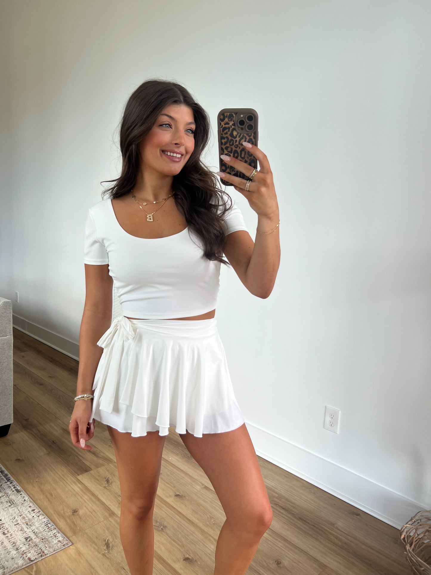 White Twist Back Cropped Tee