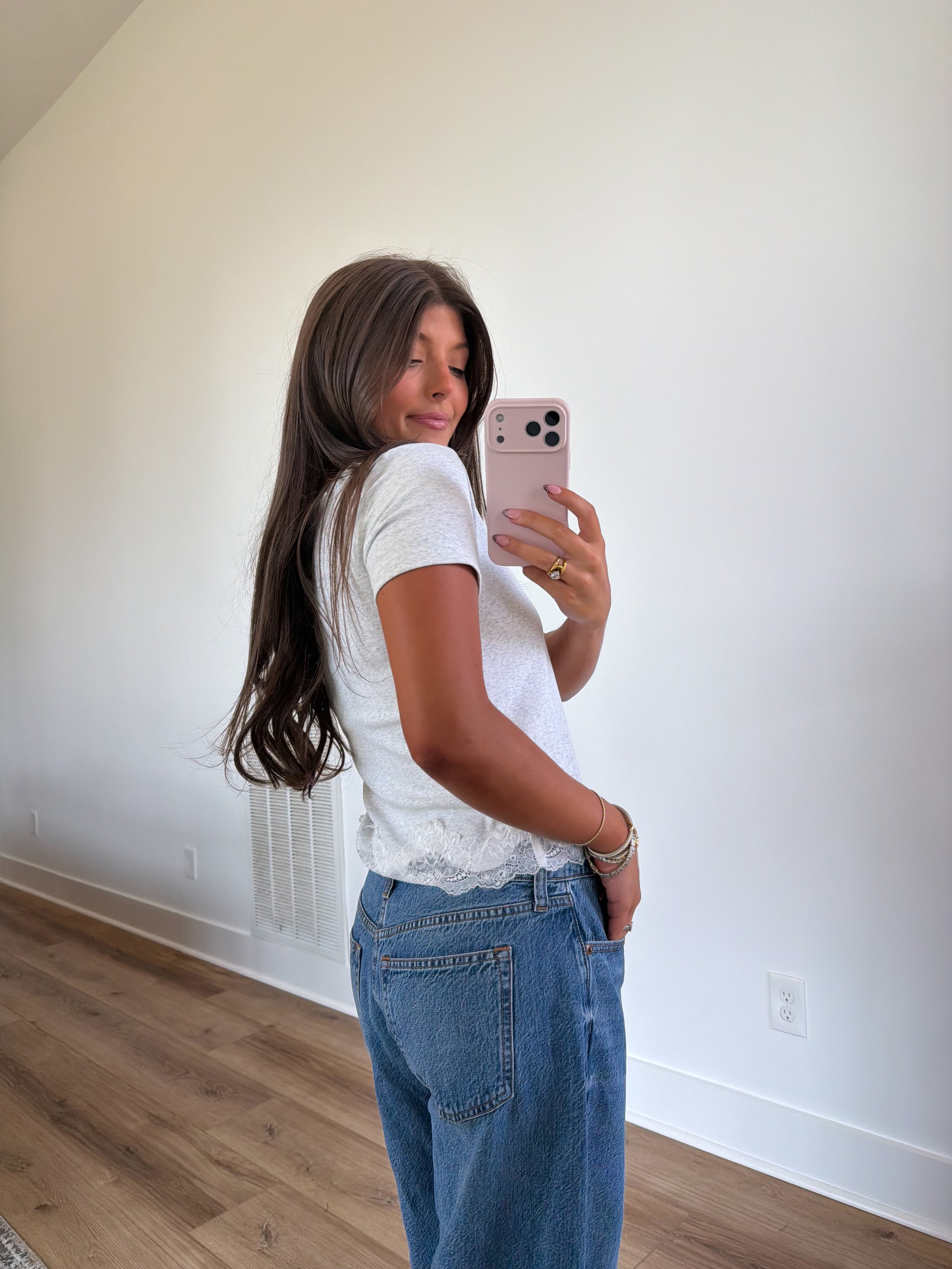 Lace Trim Darling Tee (Grey)
