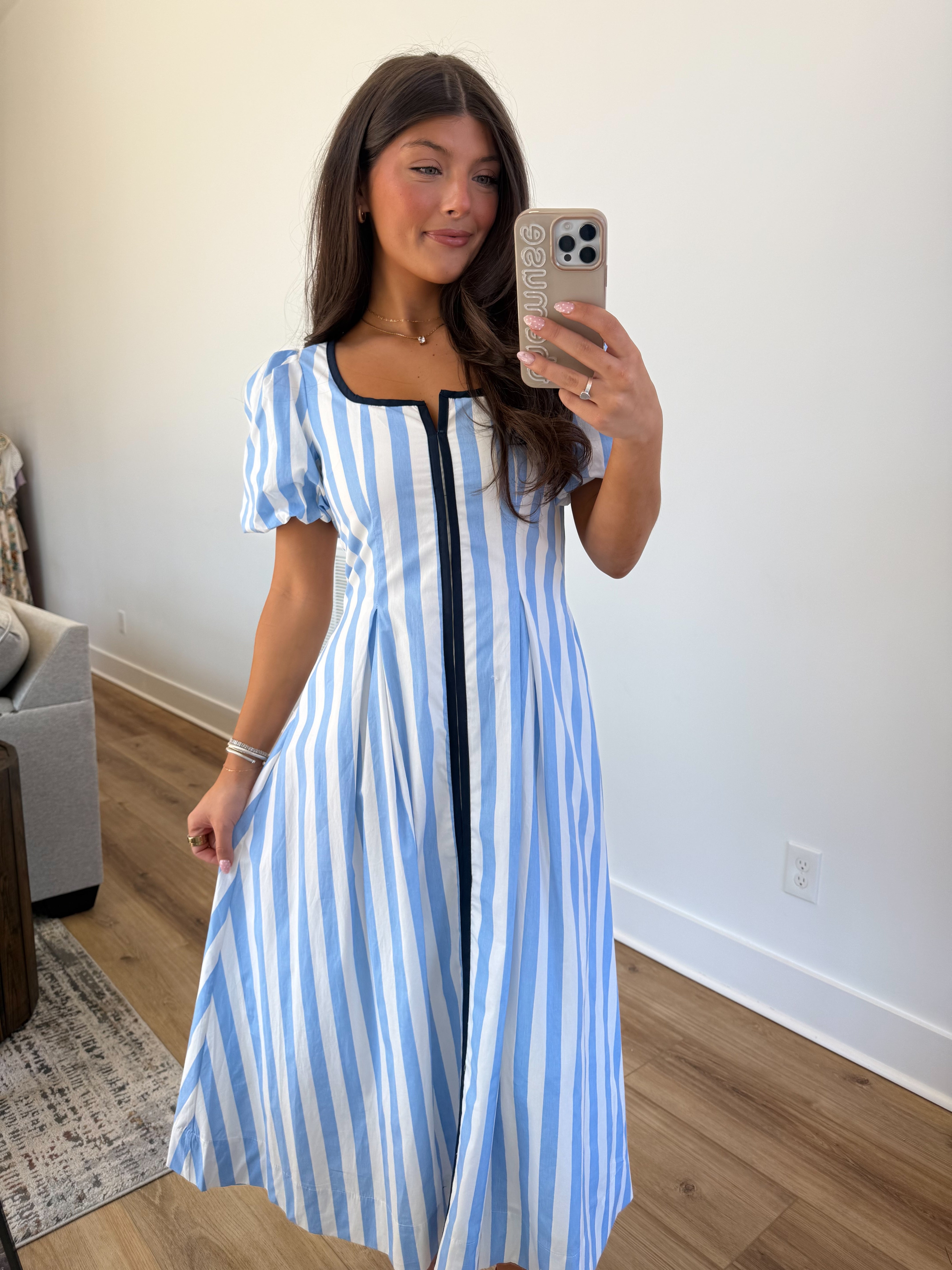 The Carolina Stripe Midi (Blue/Navy)
