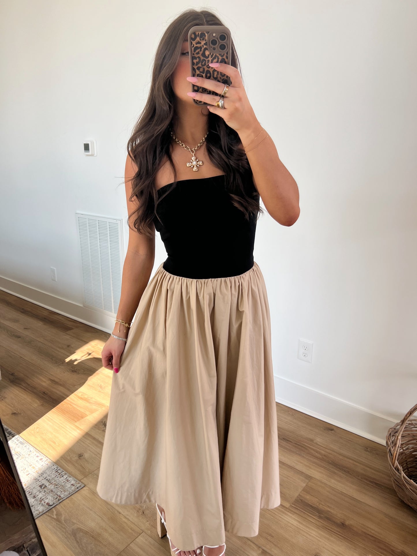 Black/Cream Midi Skirt