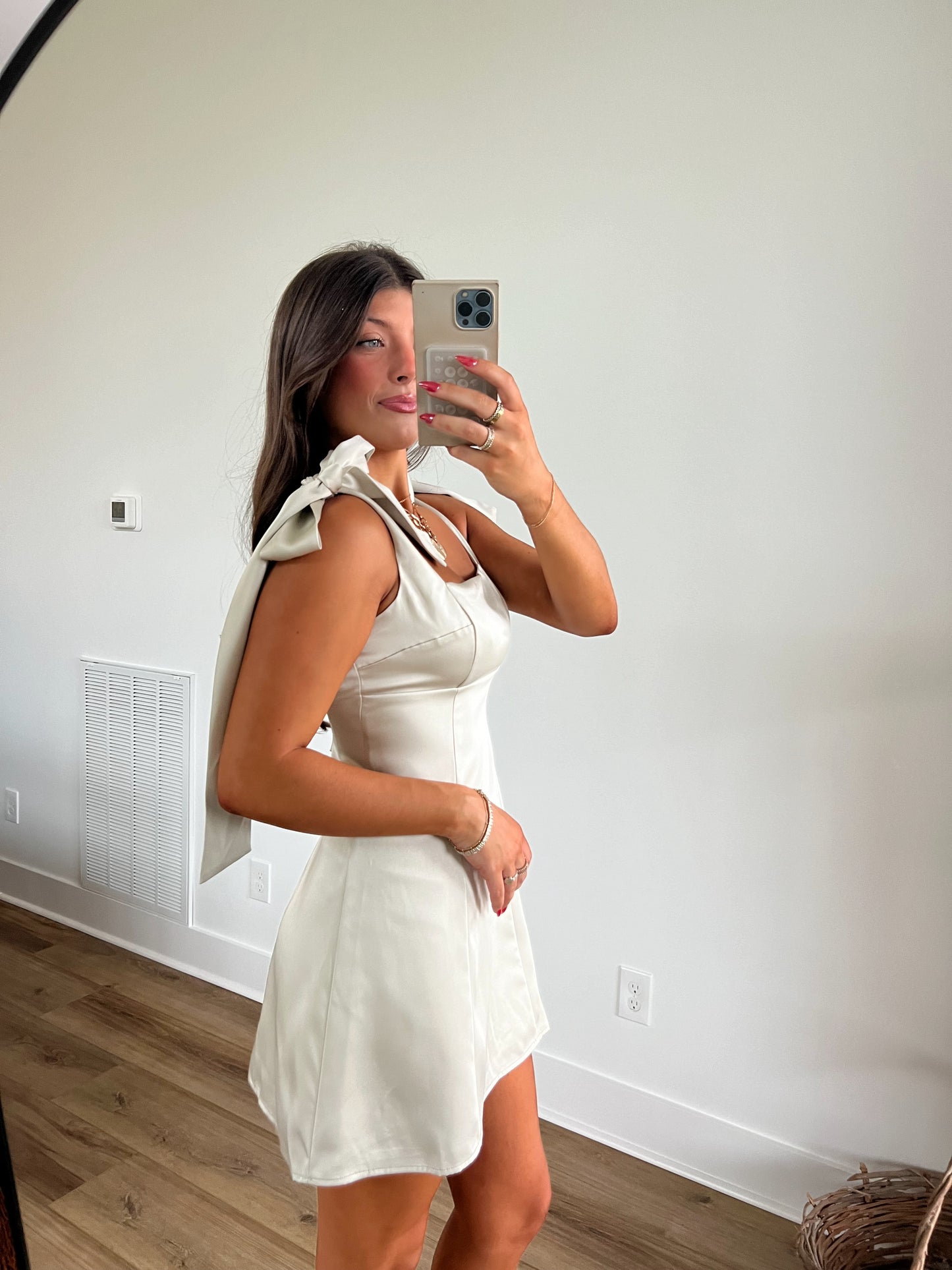Charming Satin Tie Mini Dress
