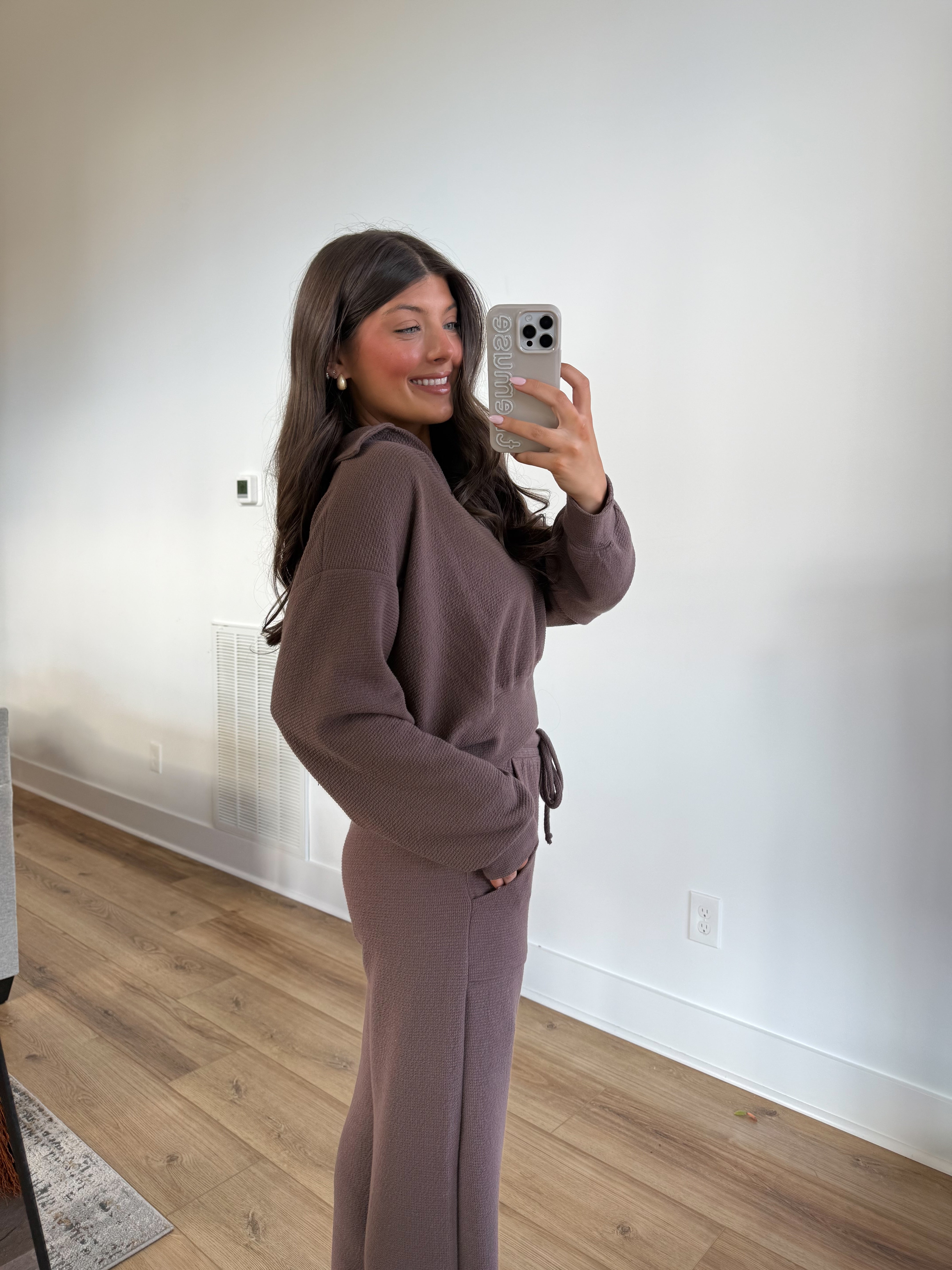 Essential Lounge Collared Top (Brown)