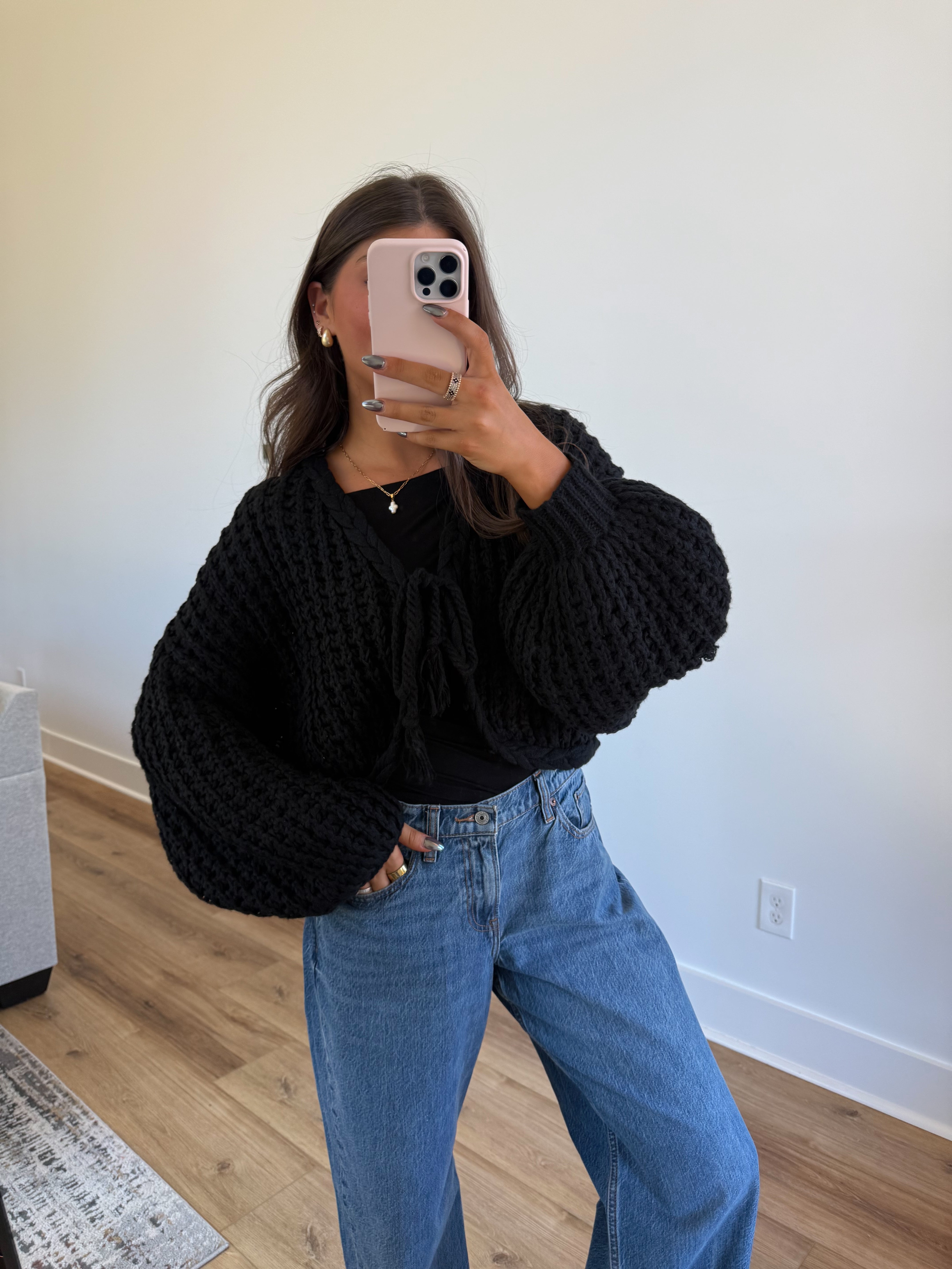 The Balloon Sleeve Tie Cardigan