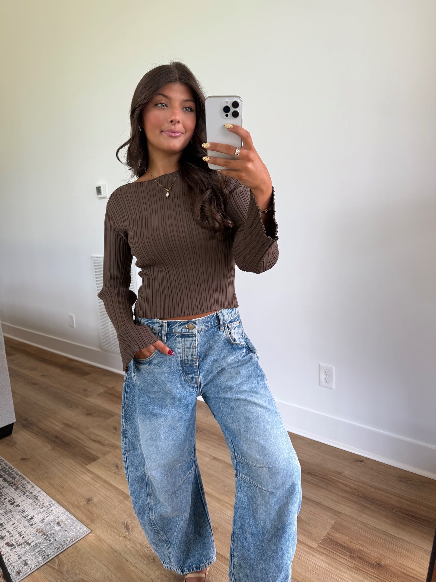 Chestnut Ribbed Top