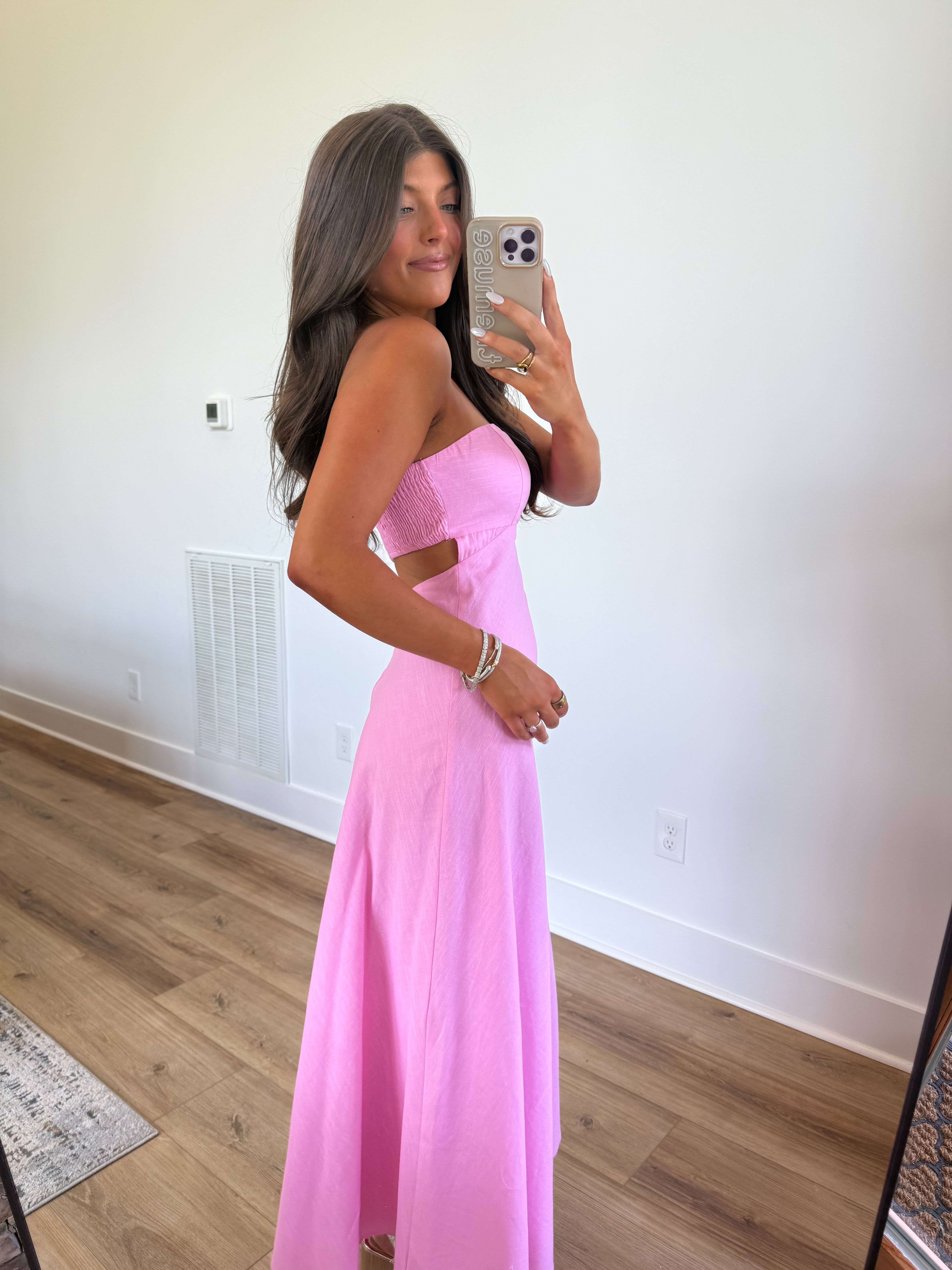 Pink Linen Maxi Dress