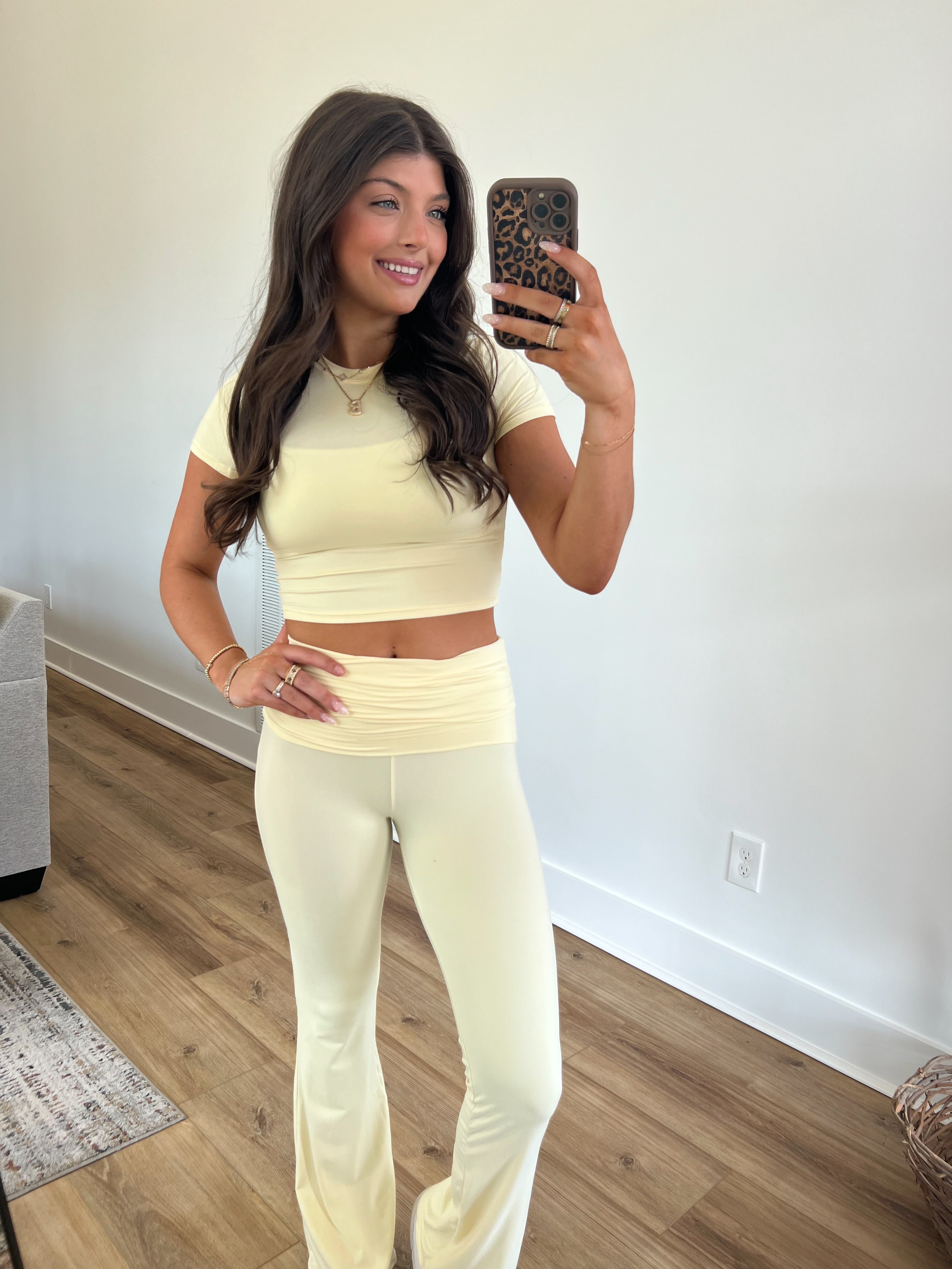 Lemon Butter Soft Foldover Flare Pants Set