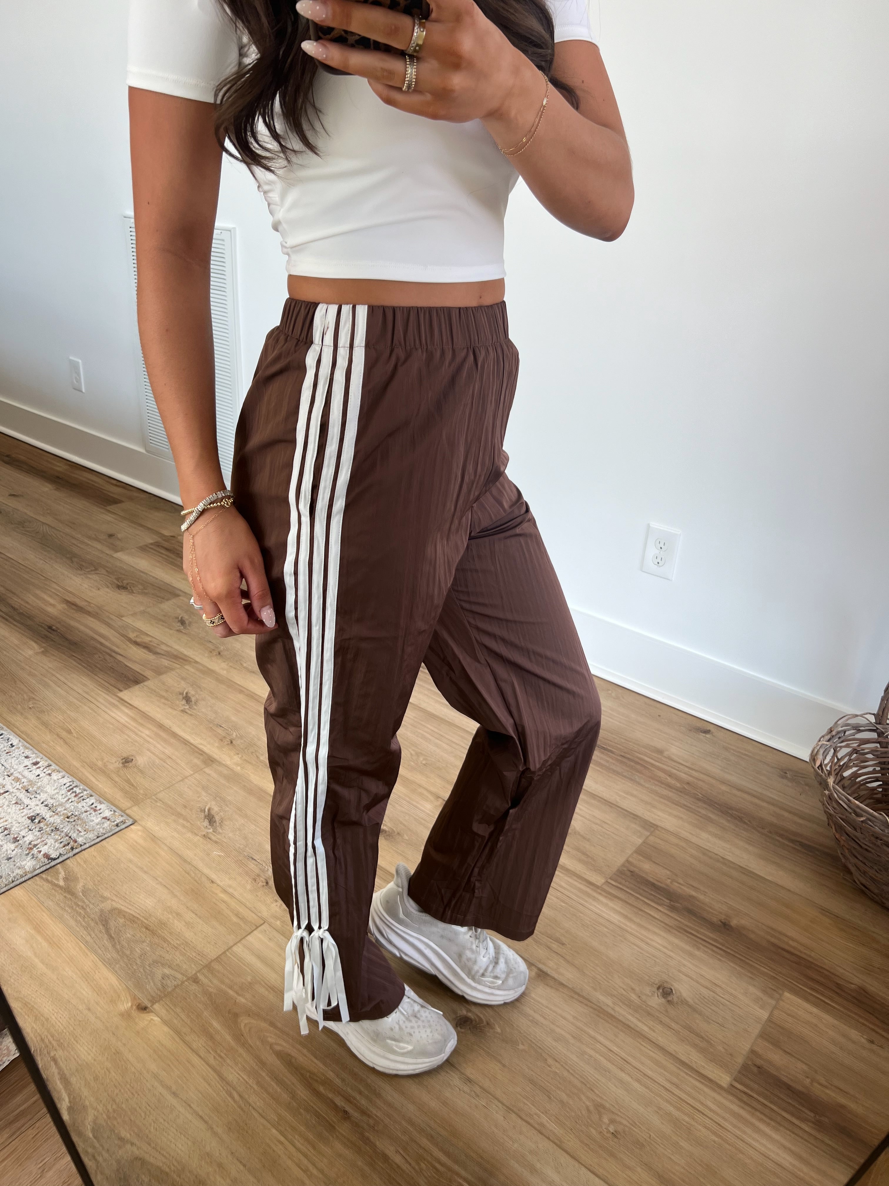 (Brown) Tate Bow Track Pants