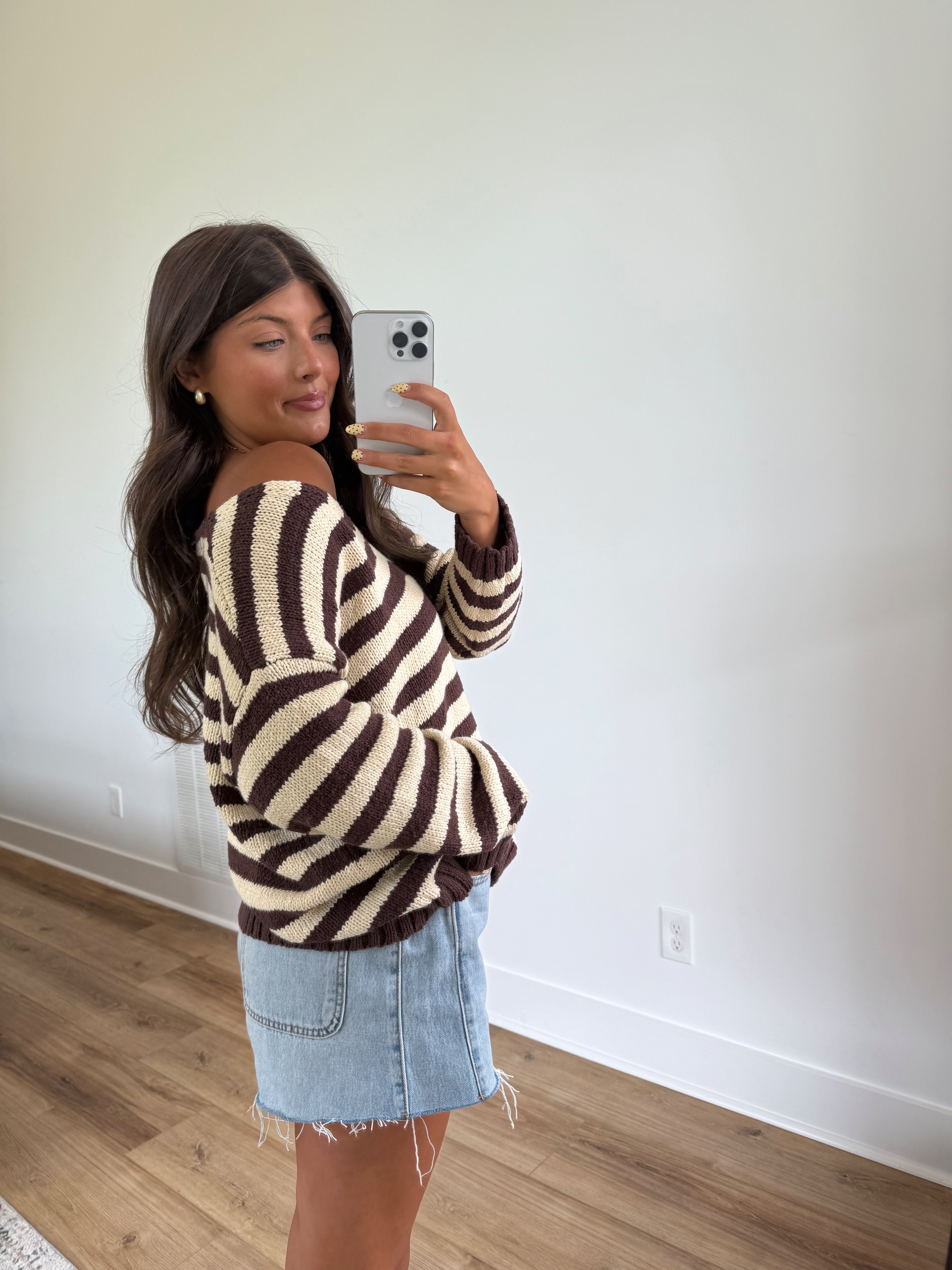 Dallas Stripe Sweater (Brown/White)
