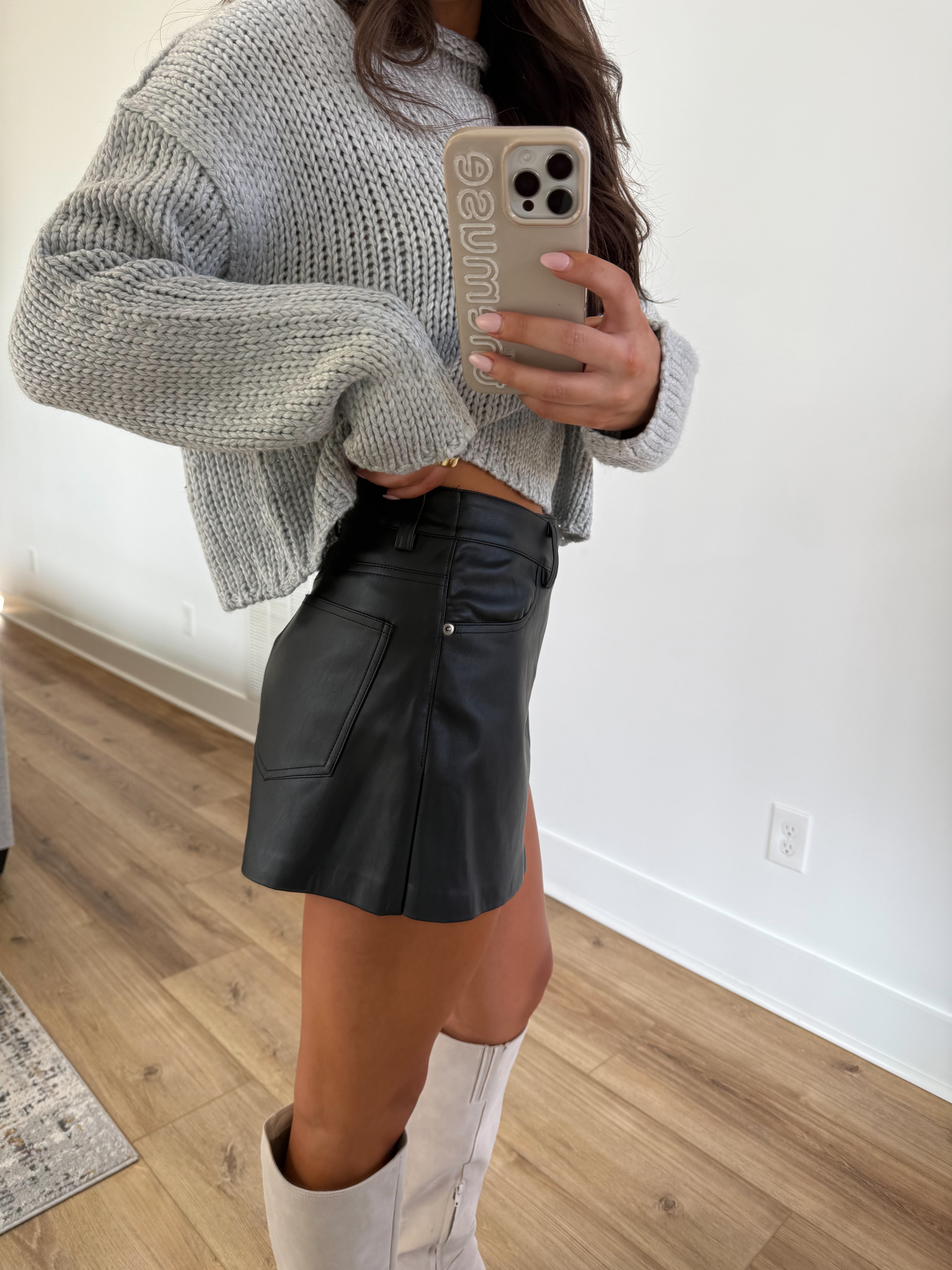 Black Leather Night Time Skort