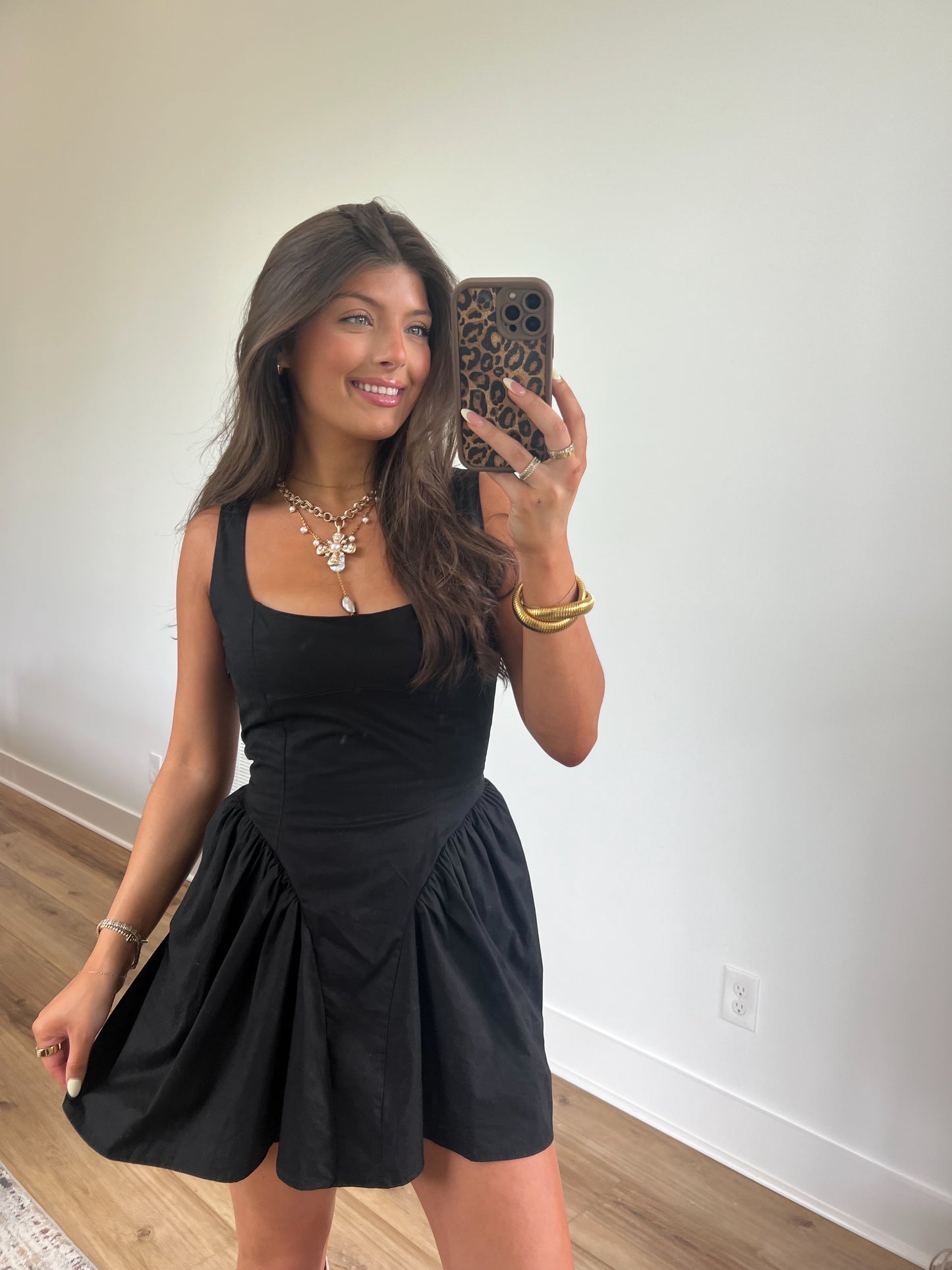 Black Lace Up Mini Dress
