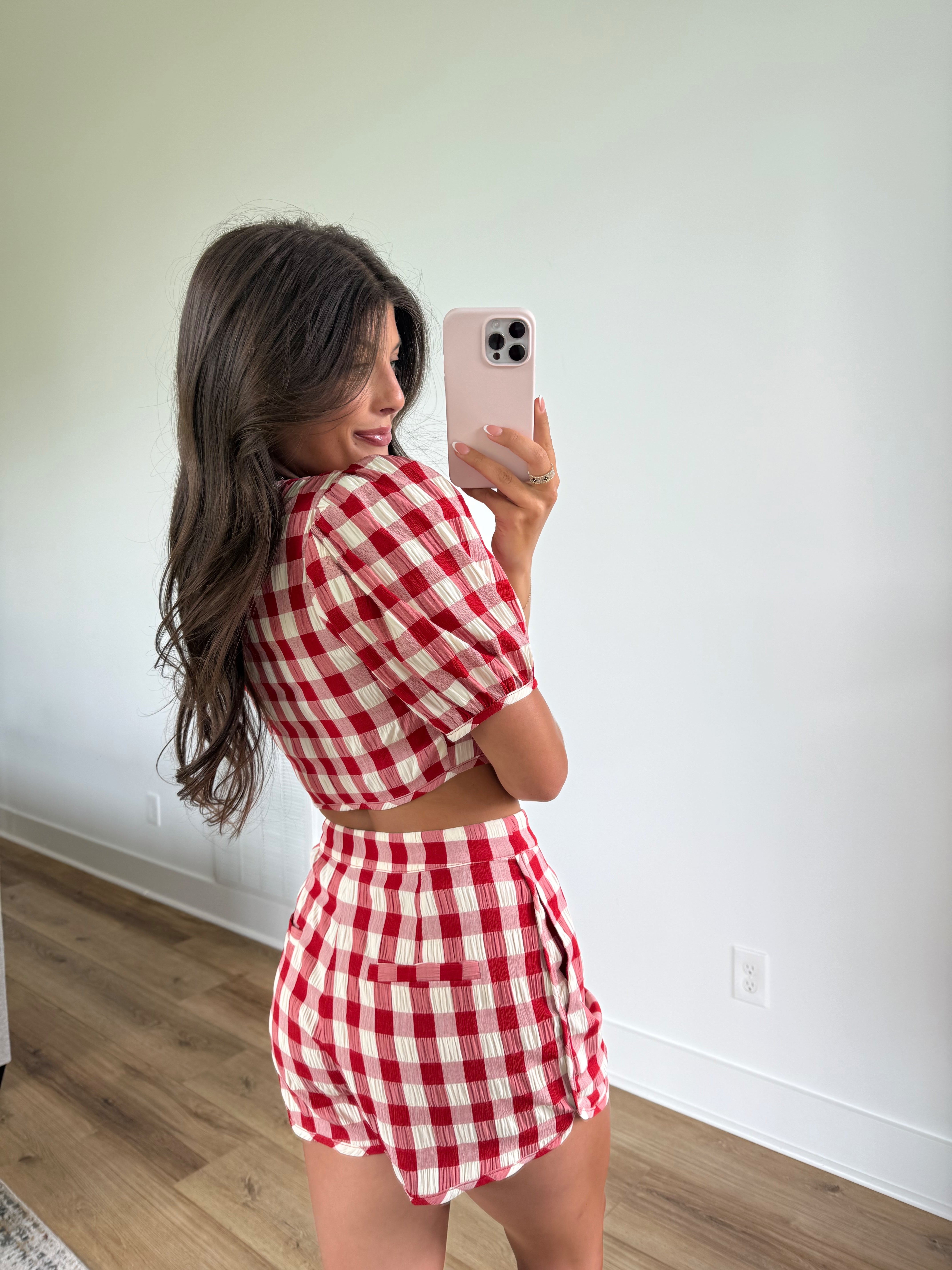 Carina Gingham Shorts Set (Red)