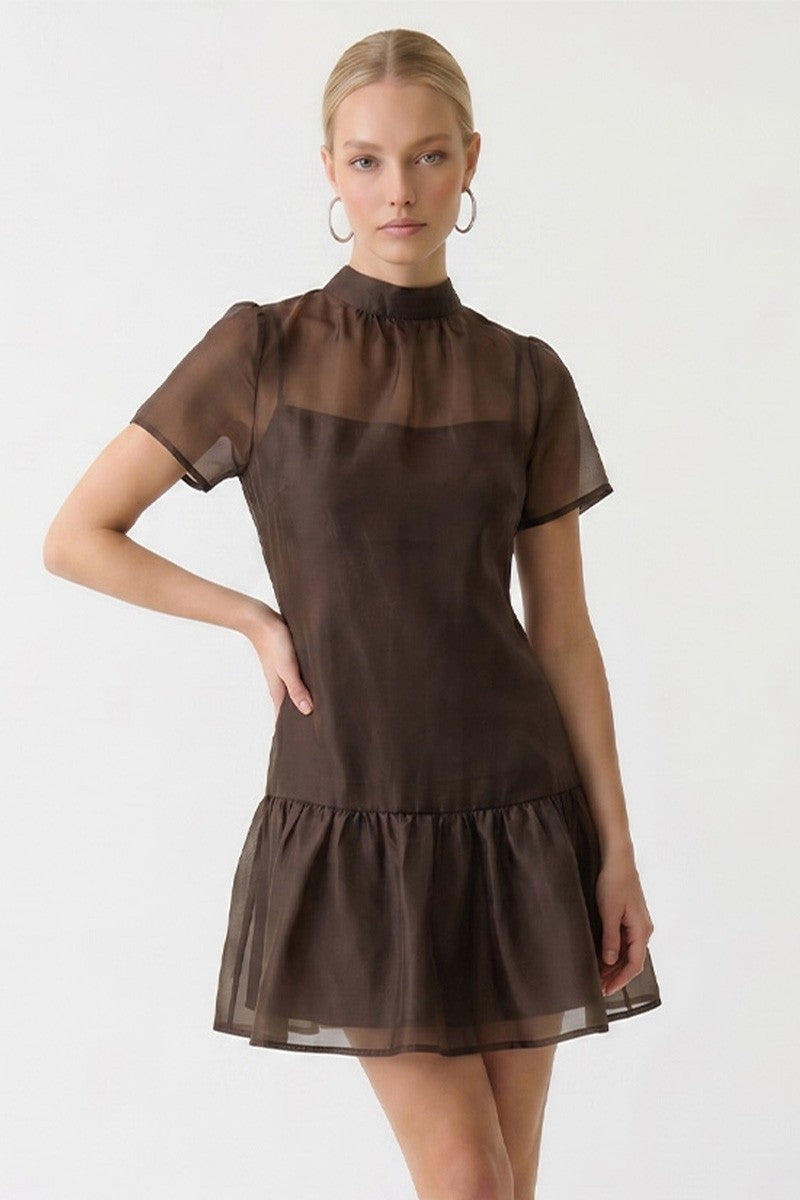 Chocolate Bow Back Mini Dress