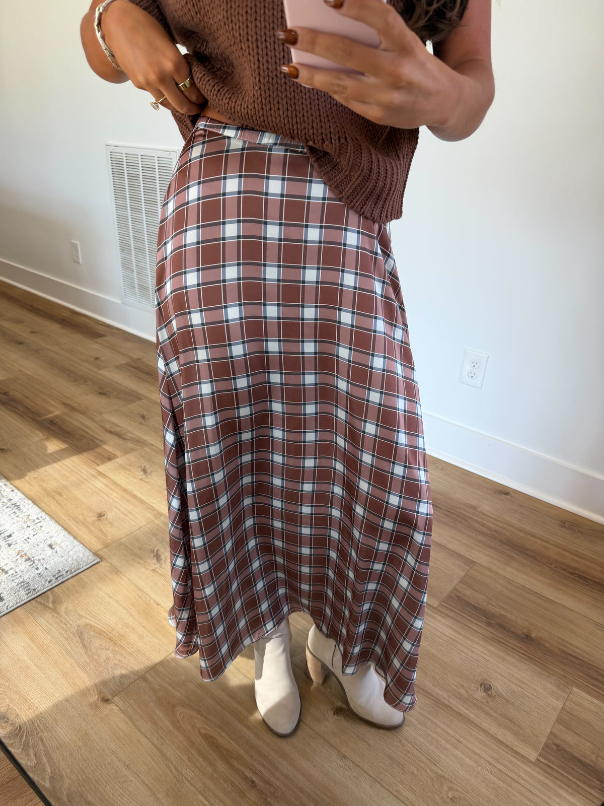 Macchiato Plaid Maxi Skirt