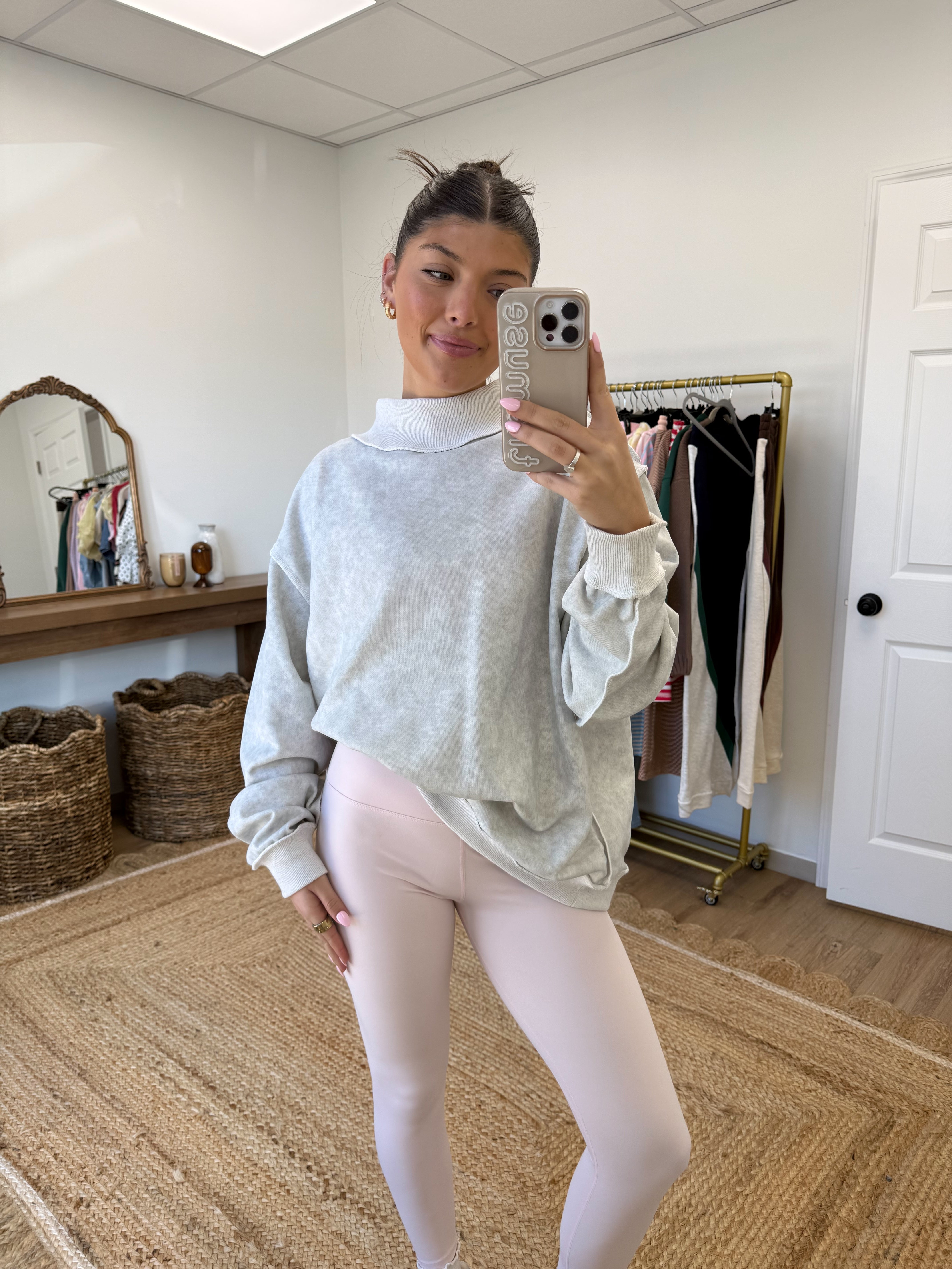 Vintage Wash Grey Mockneck
