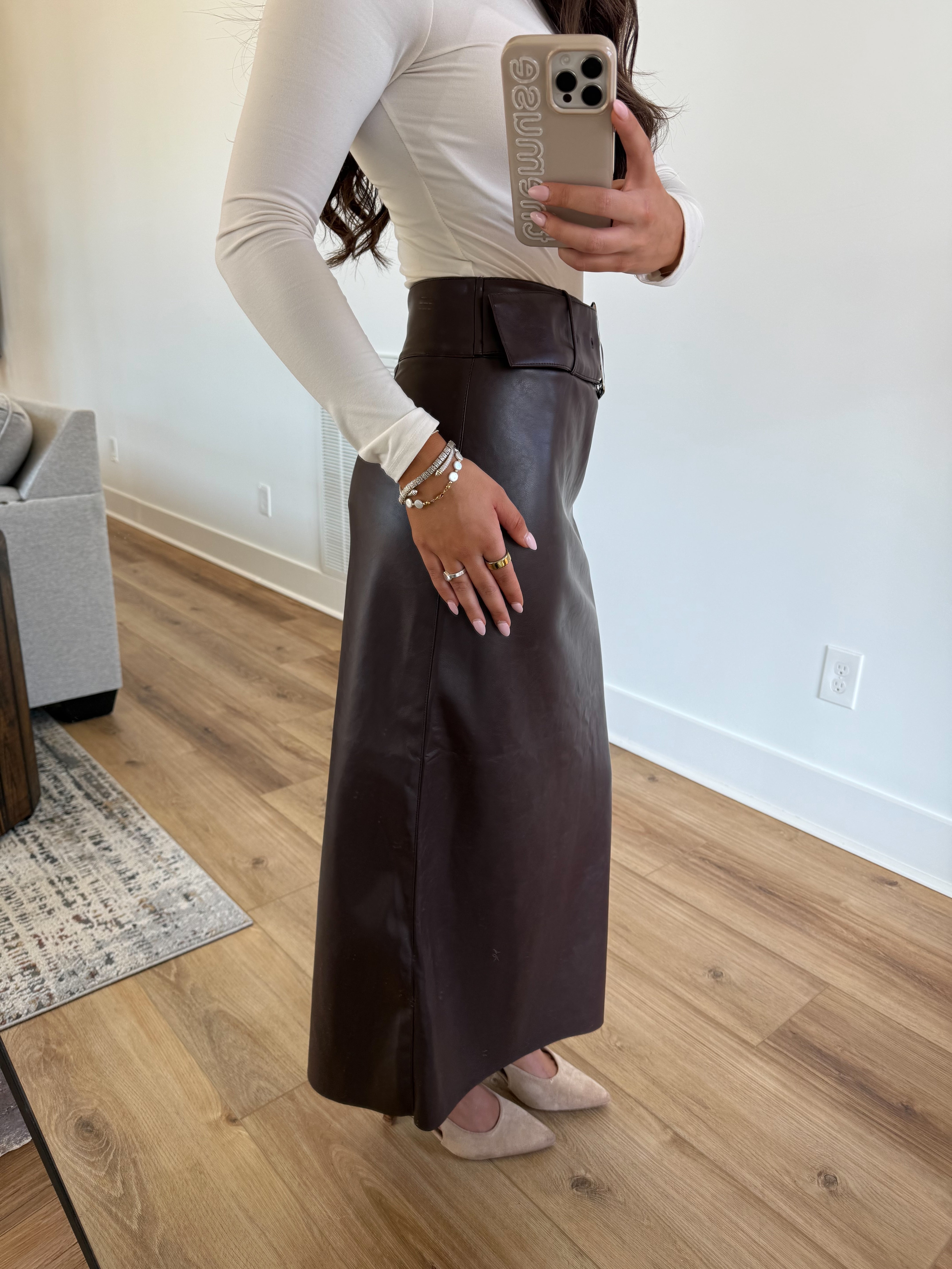 The Chestnut Belted Midi Skirt