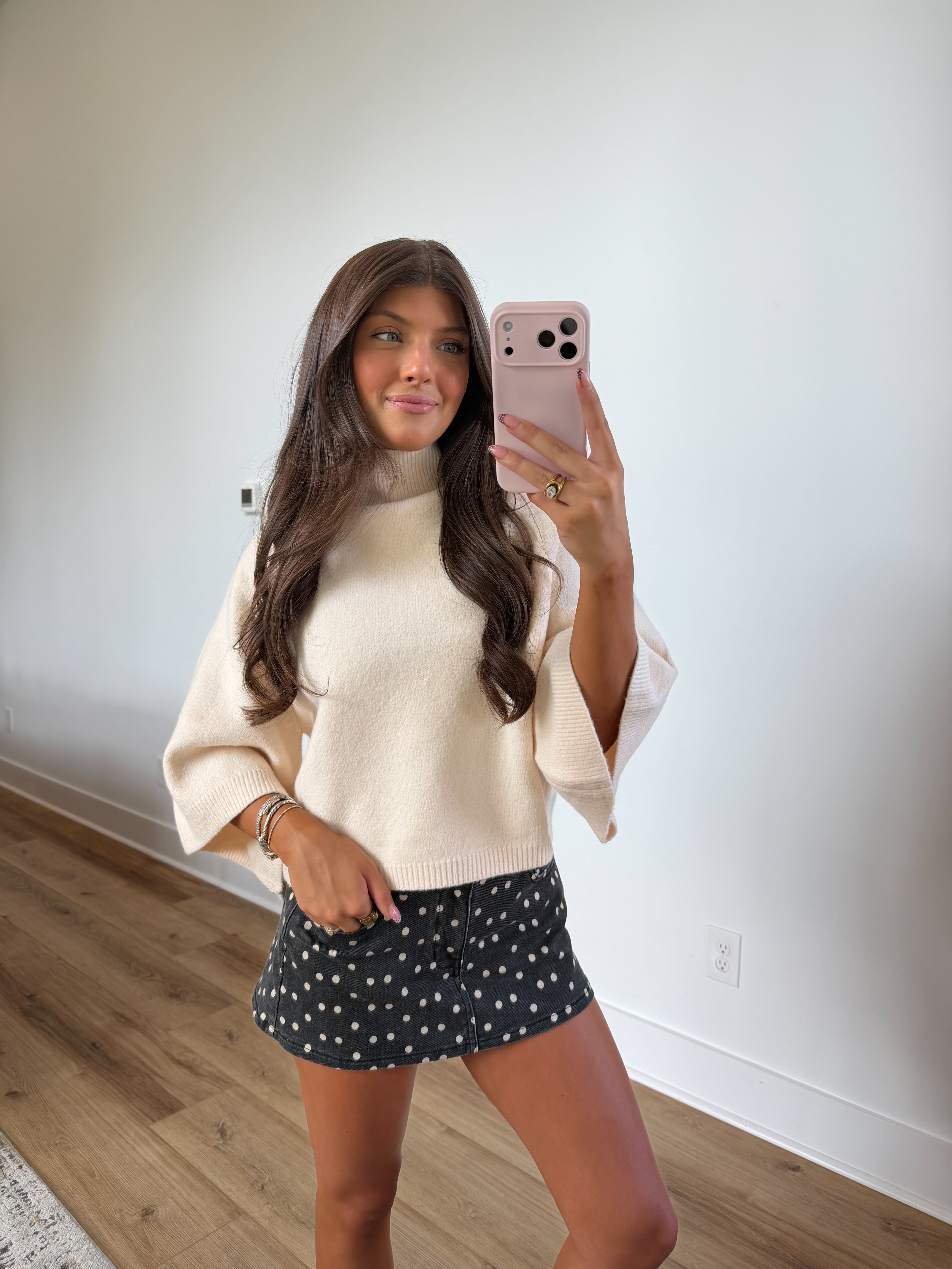 Denim Polka Dot Skort