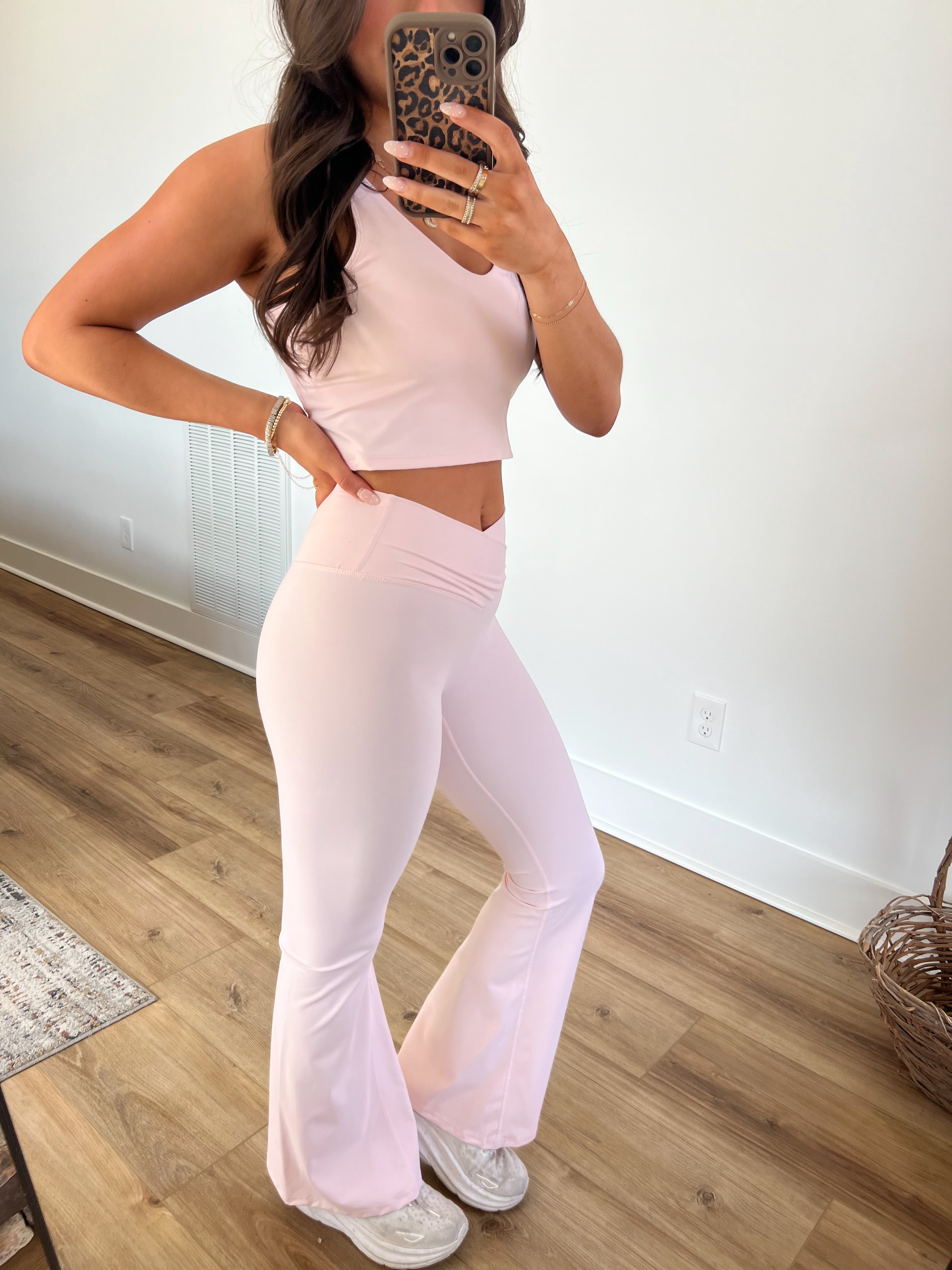 Baby Pink High Waisted Cross Over Leggings
