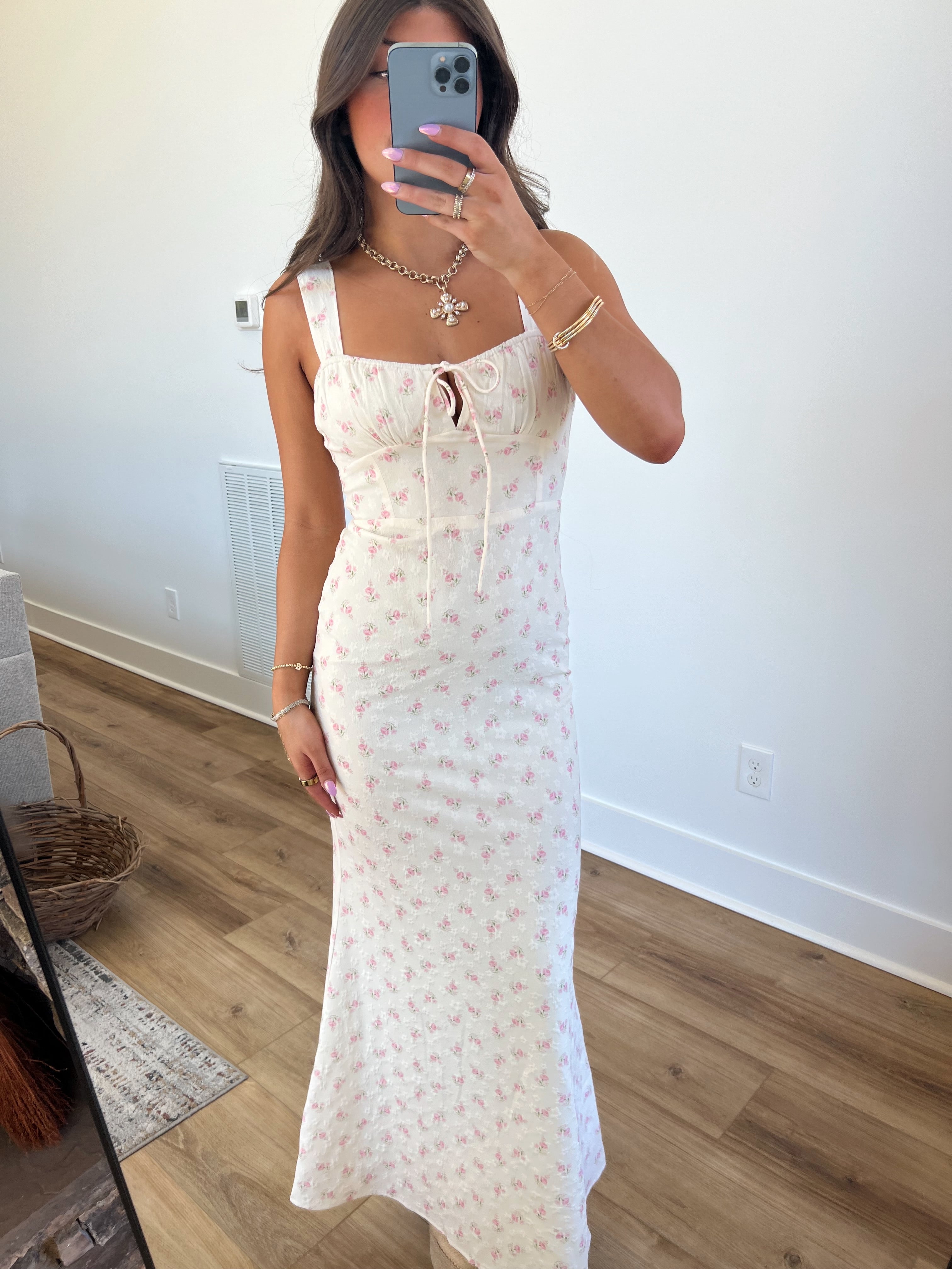 Clarice Pink Florals Maxi Dress