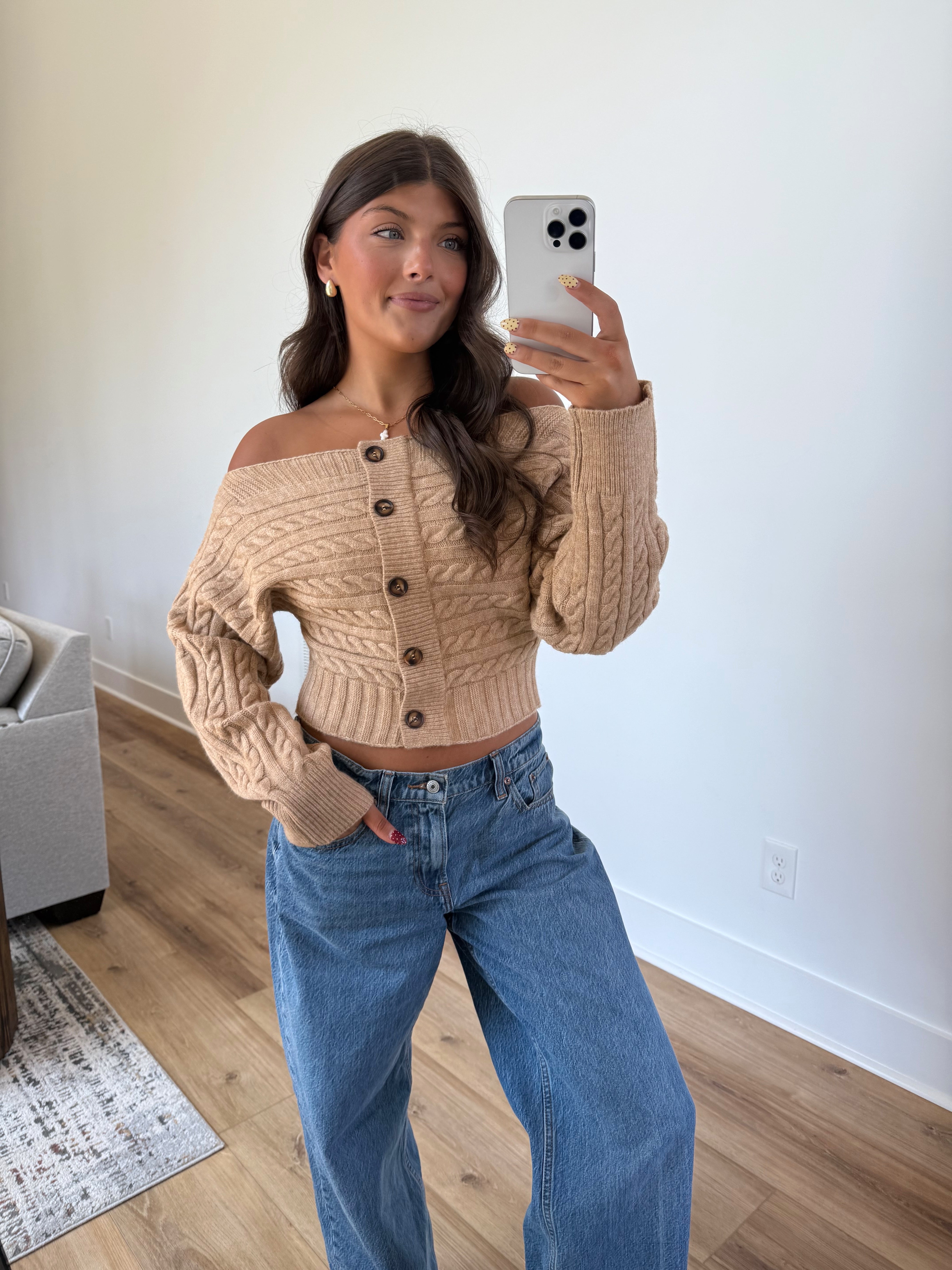 Brown Off The Shoulder Sweater