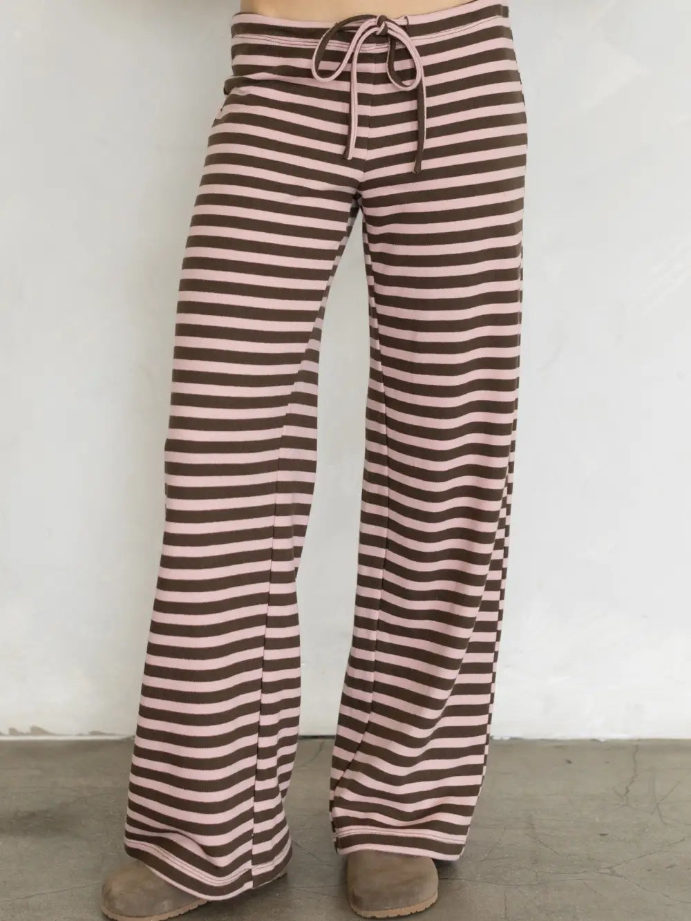 Stripe Henley Set (Pink/Mocha)