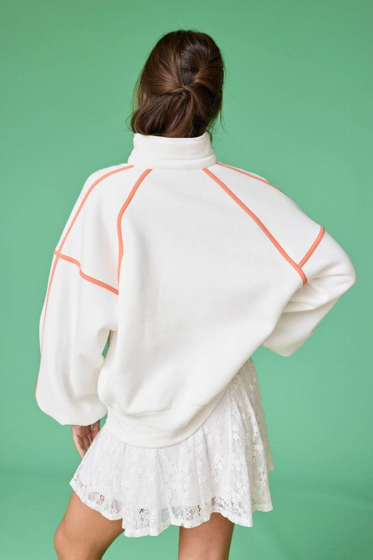 Orange Cream Snap Button Pullover