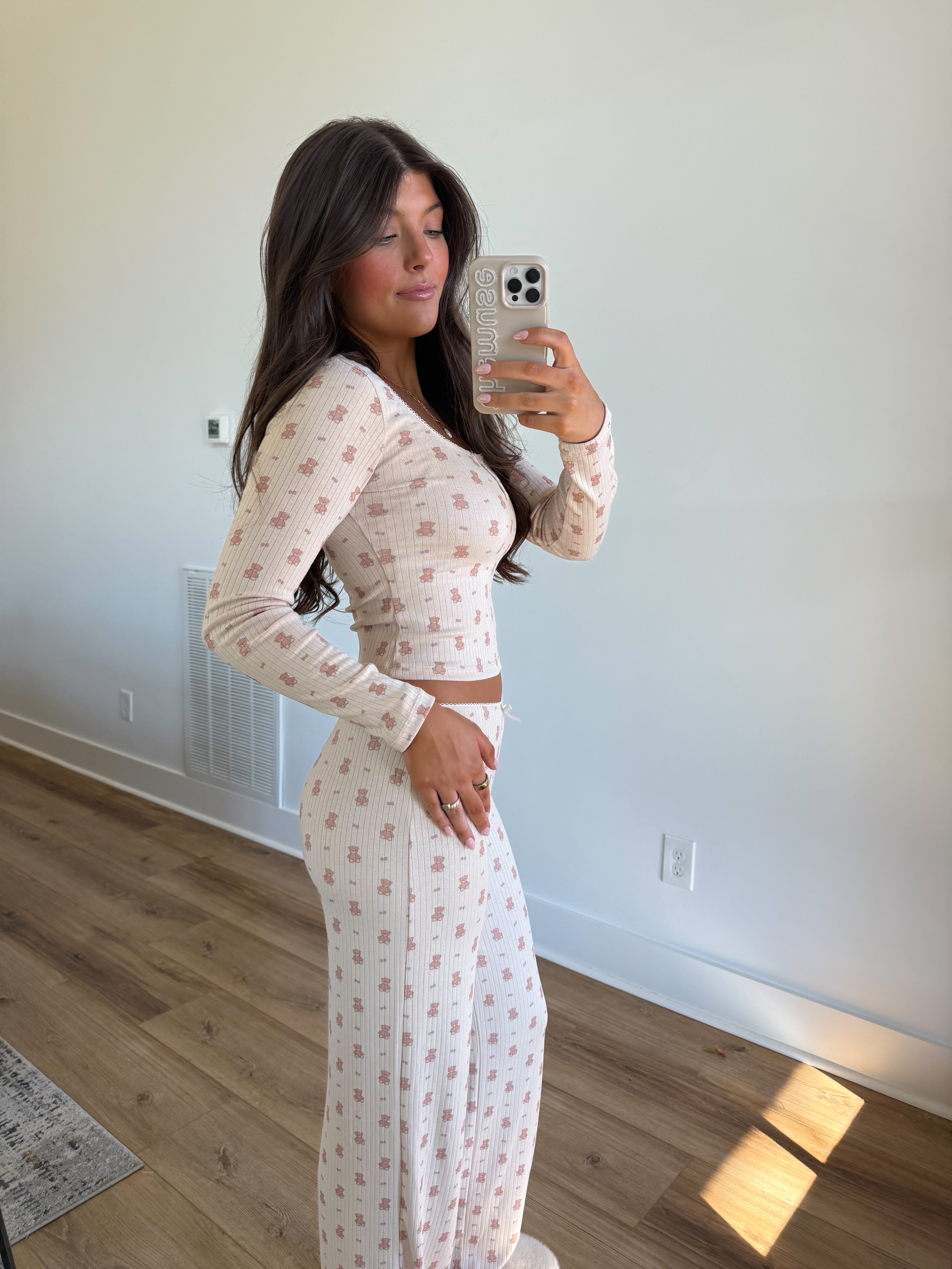 Cream Bear Pajama Set