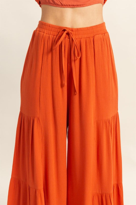 Rust Ruffle Pants Set