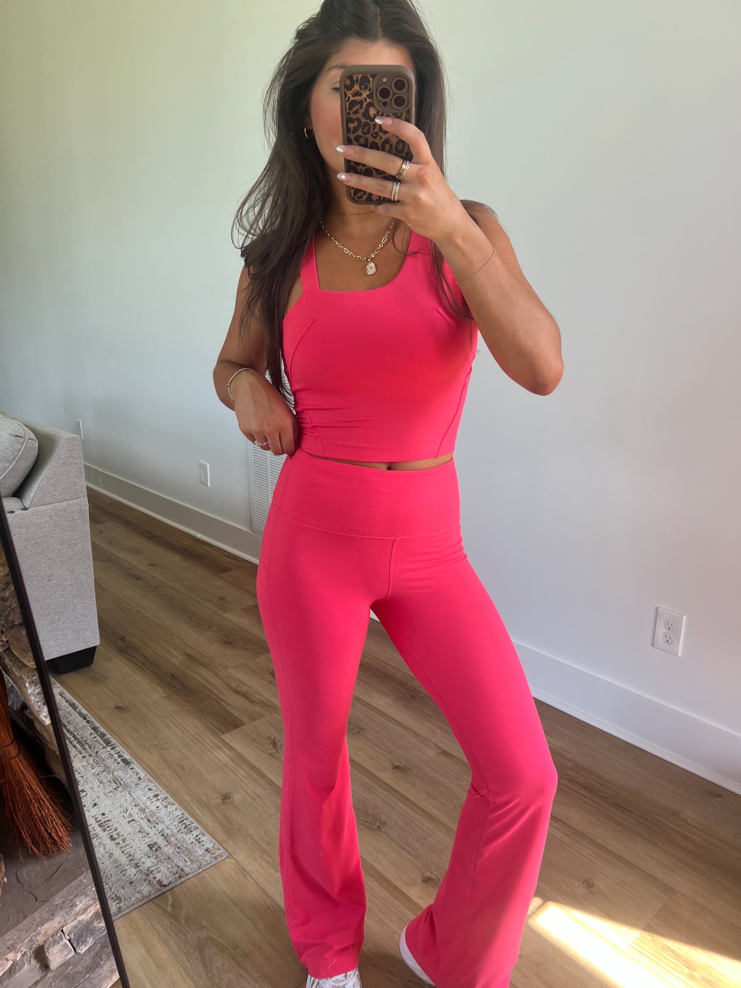 Flamingo Pink Flare Leggings Set