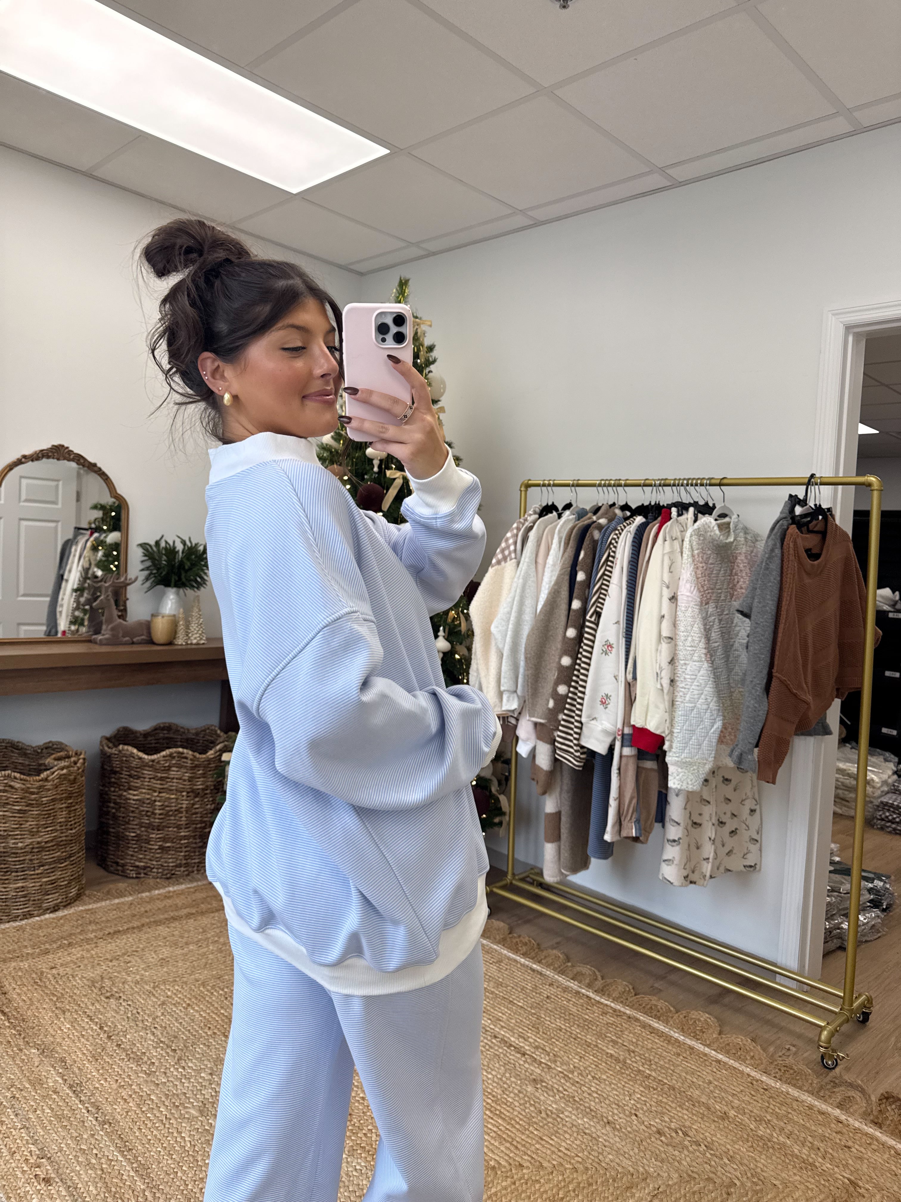 Baby Blues Stripe Mockneck