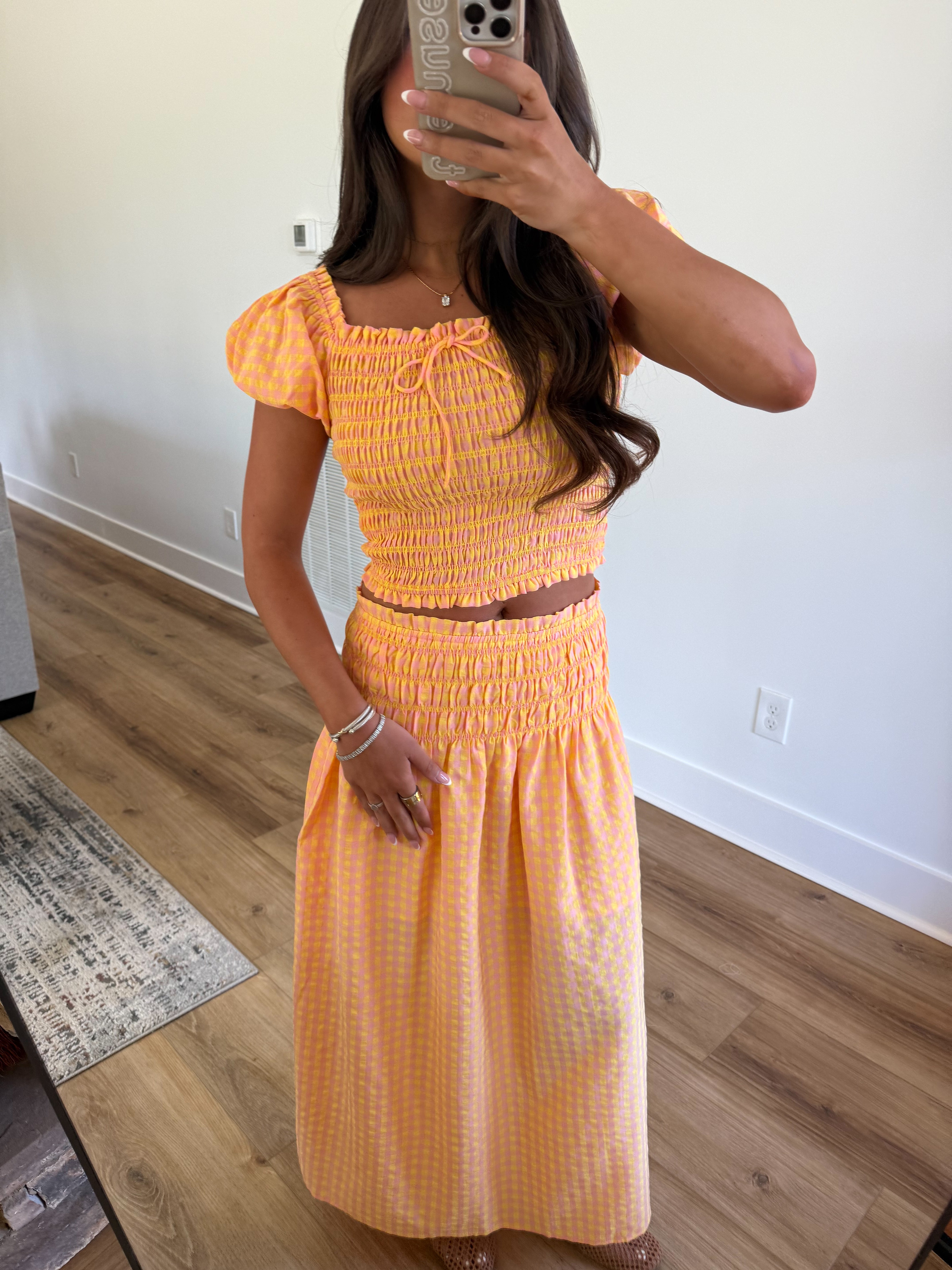 Pink/Orange Gingham Set