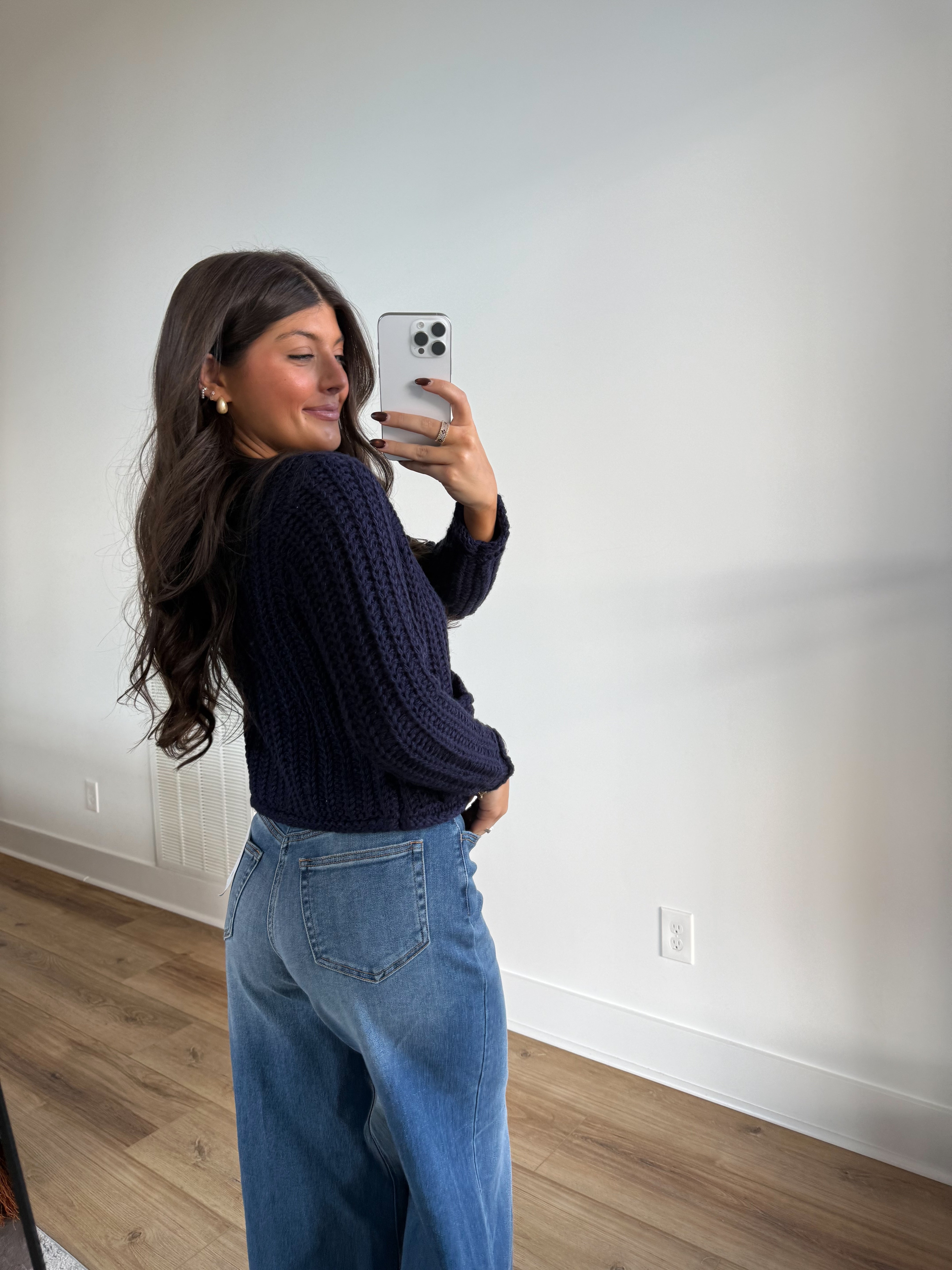 Chunky Blue Knit Cardigan