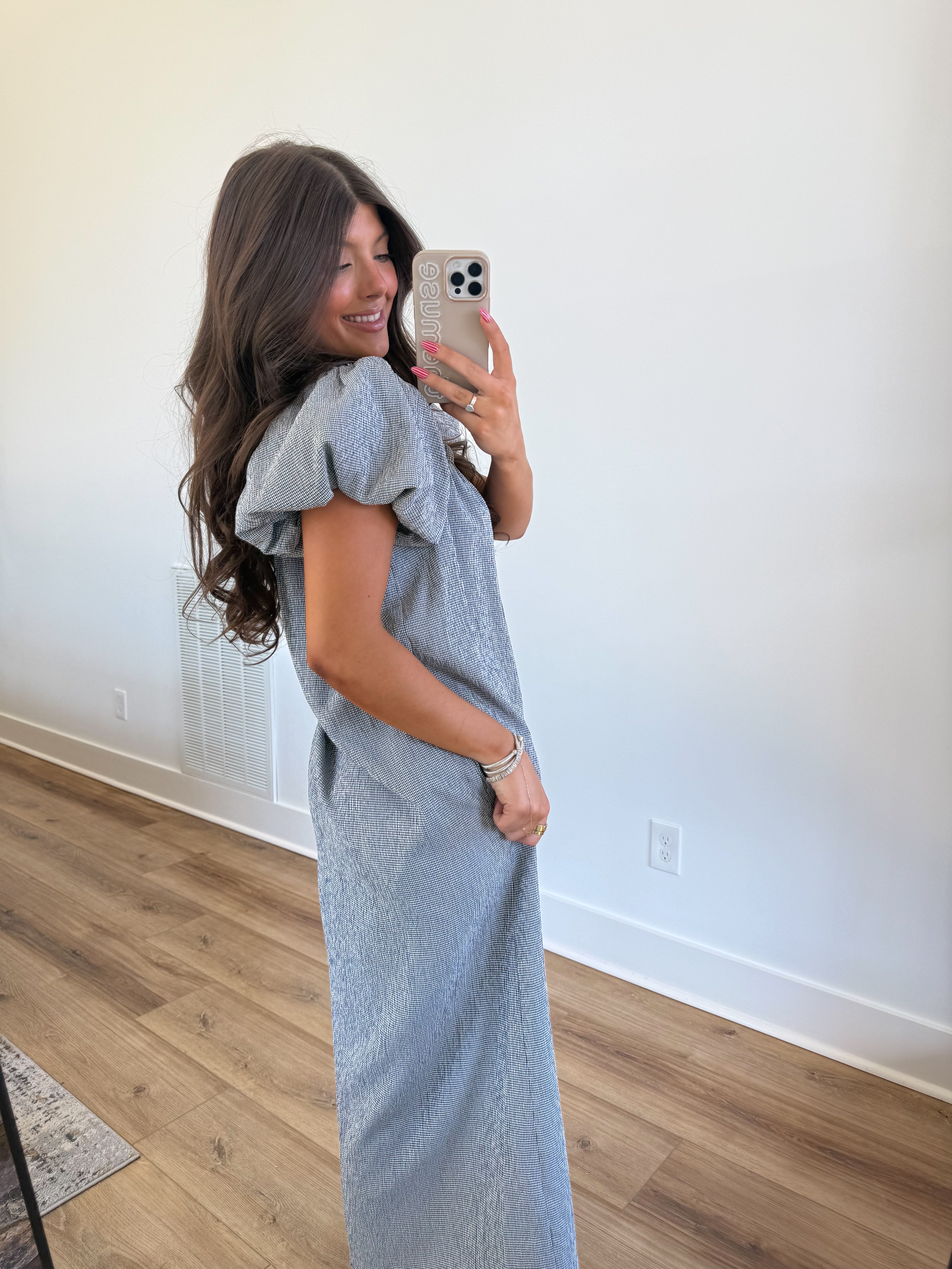 The Milly Dress (Navy Gingham)
