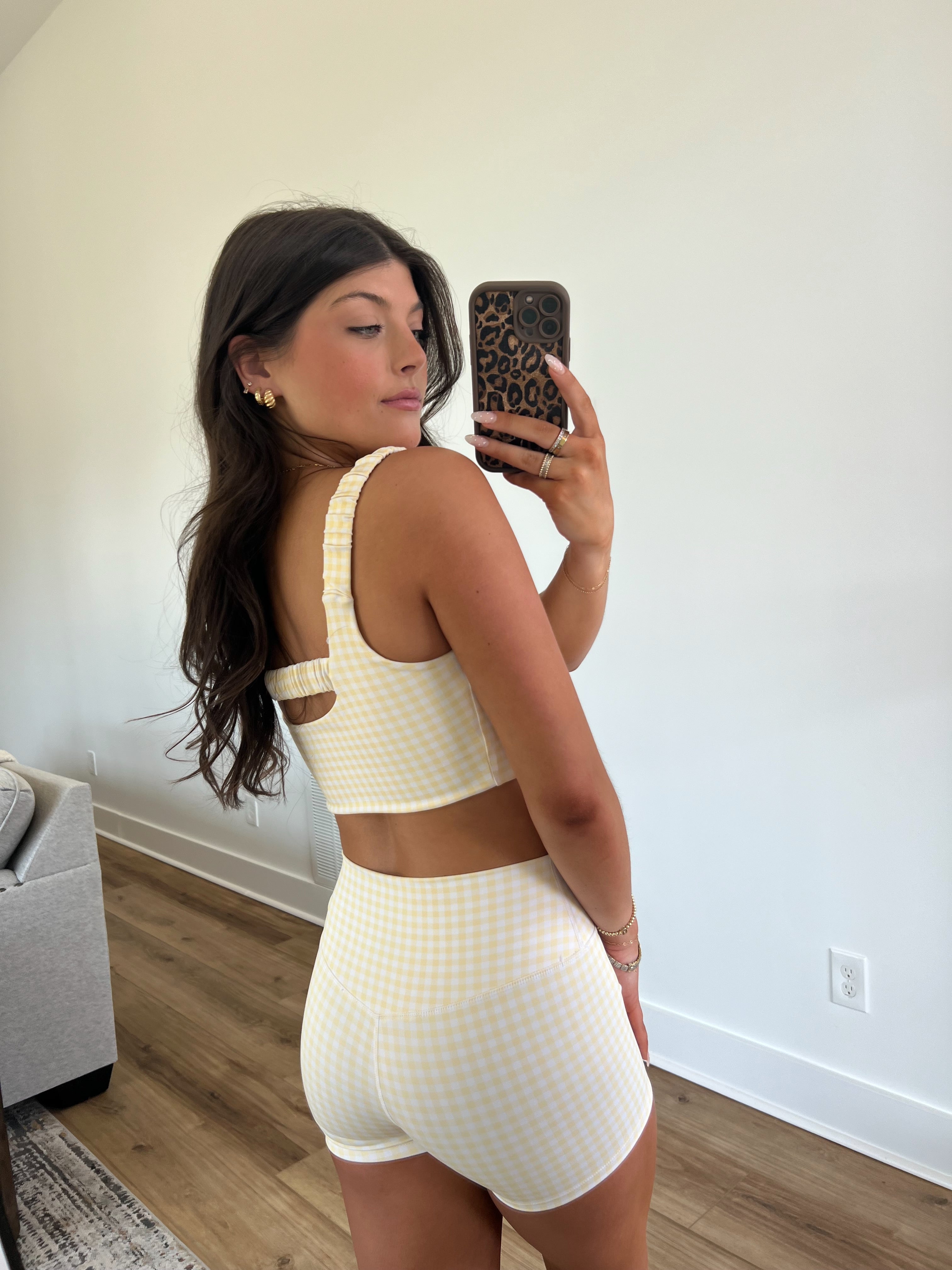 Lemon Gingham Scrunched Bra