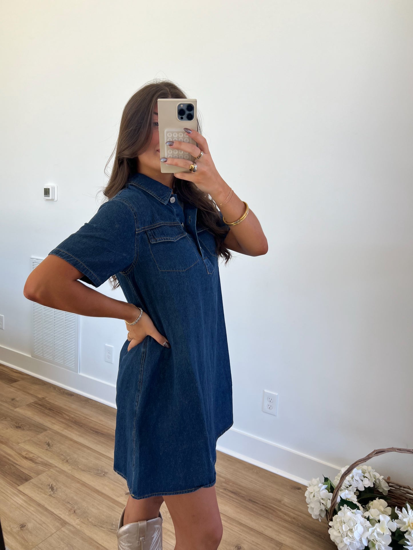 Denim Double Pocket Dress