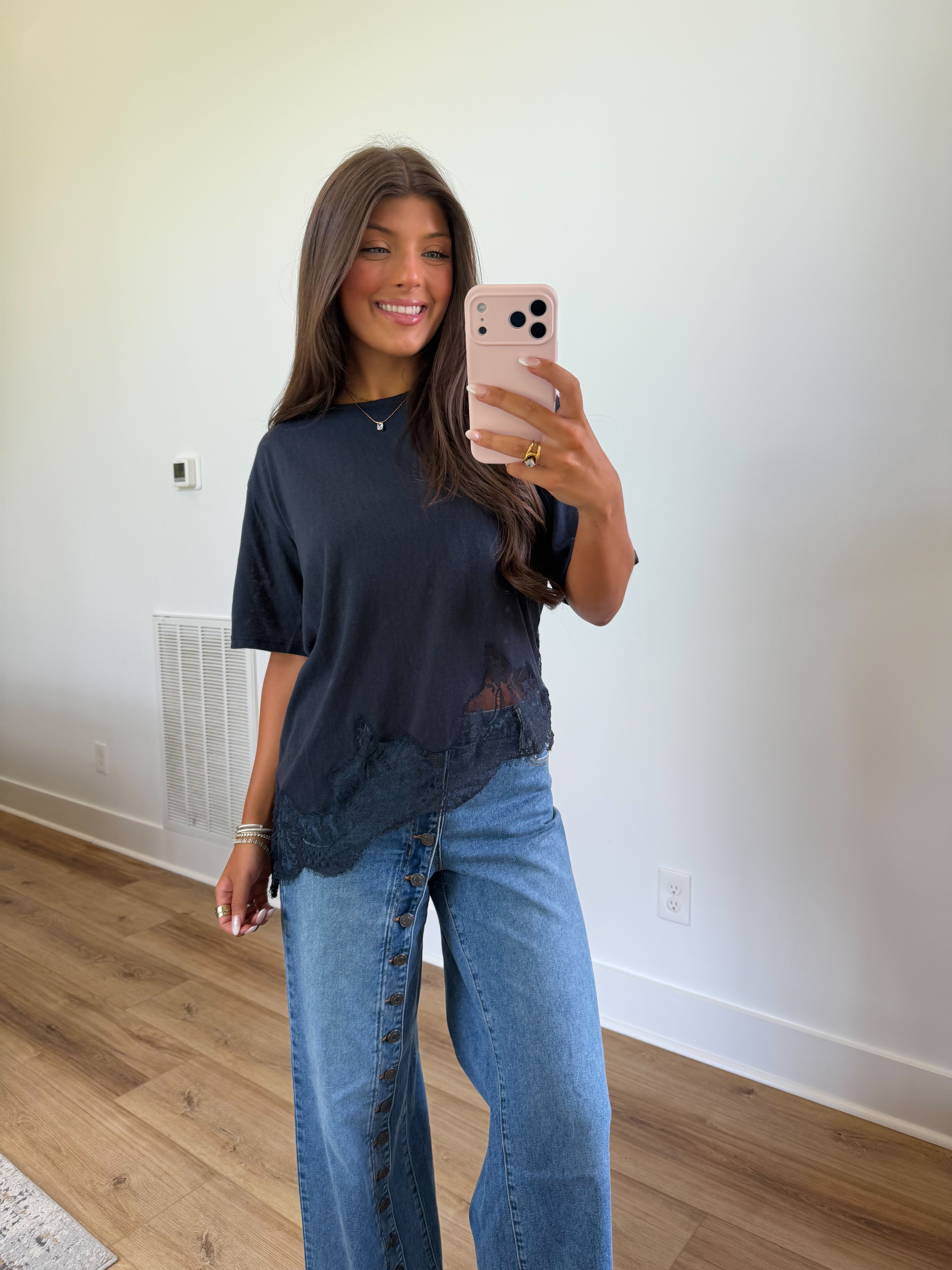 Margot Lace Tee (Midnight)