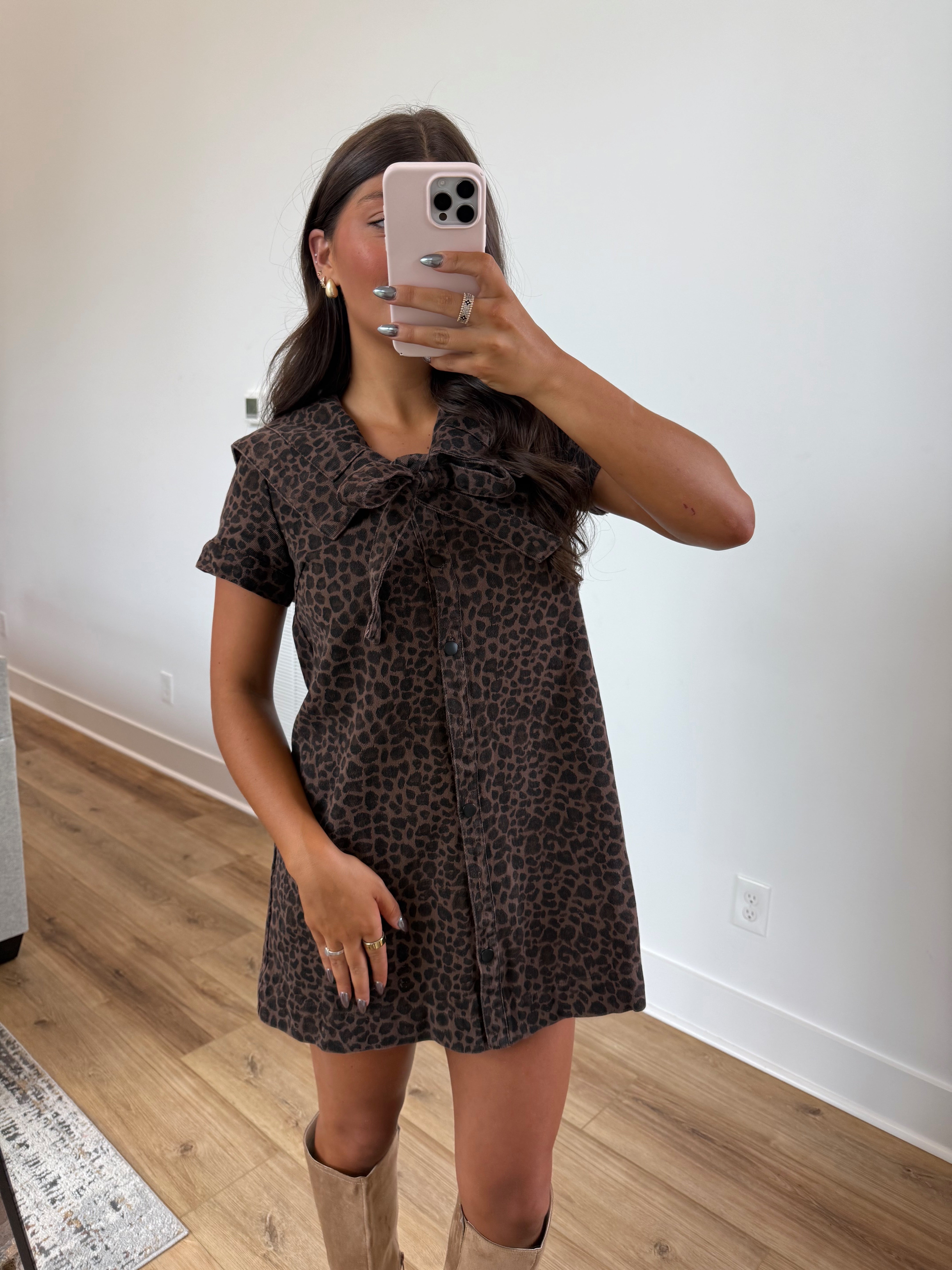 Cheetah Bow Mini Dress