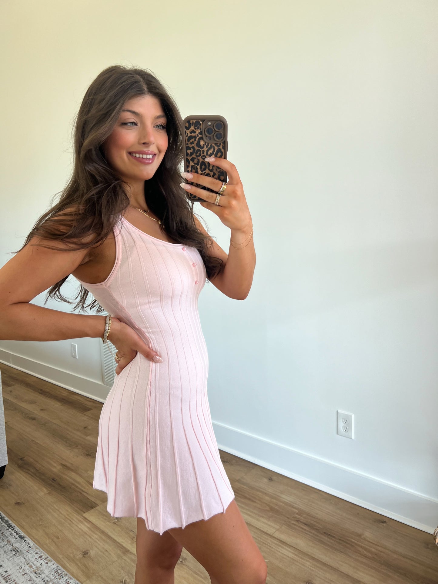 Baby Pink Knit Sun Dress