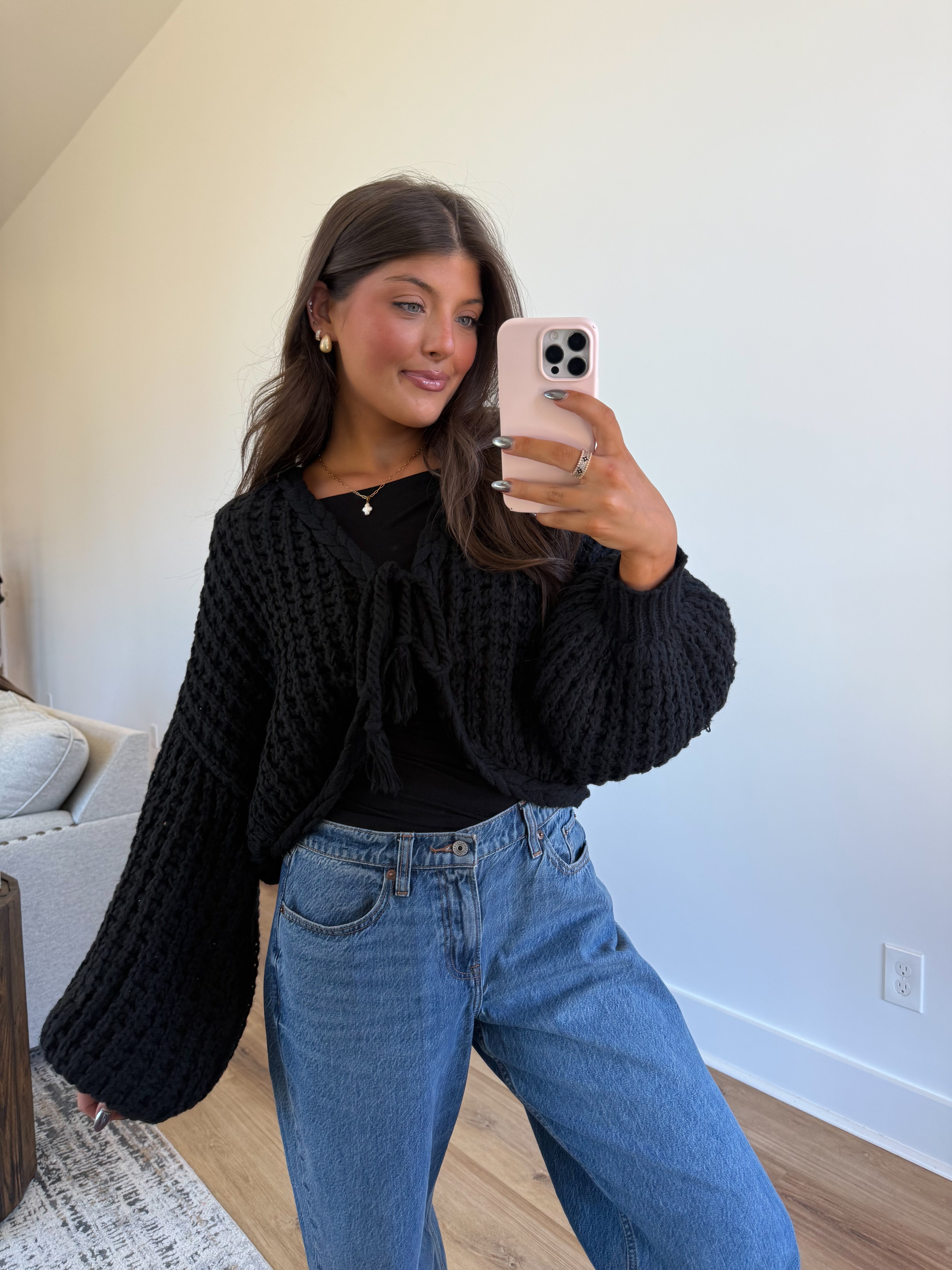 The Balloon Sleeve Tie Cardigan