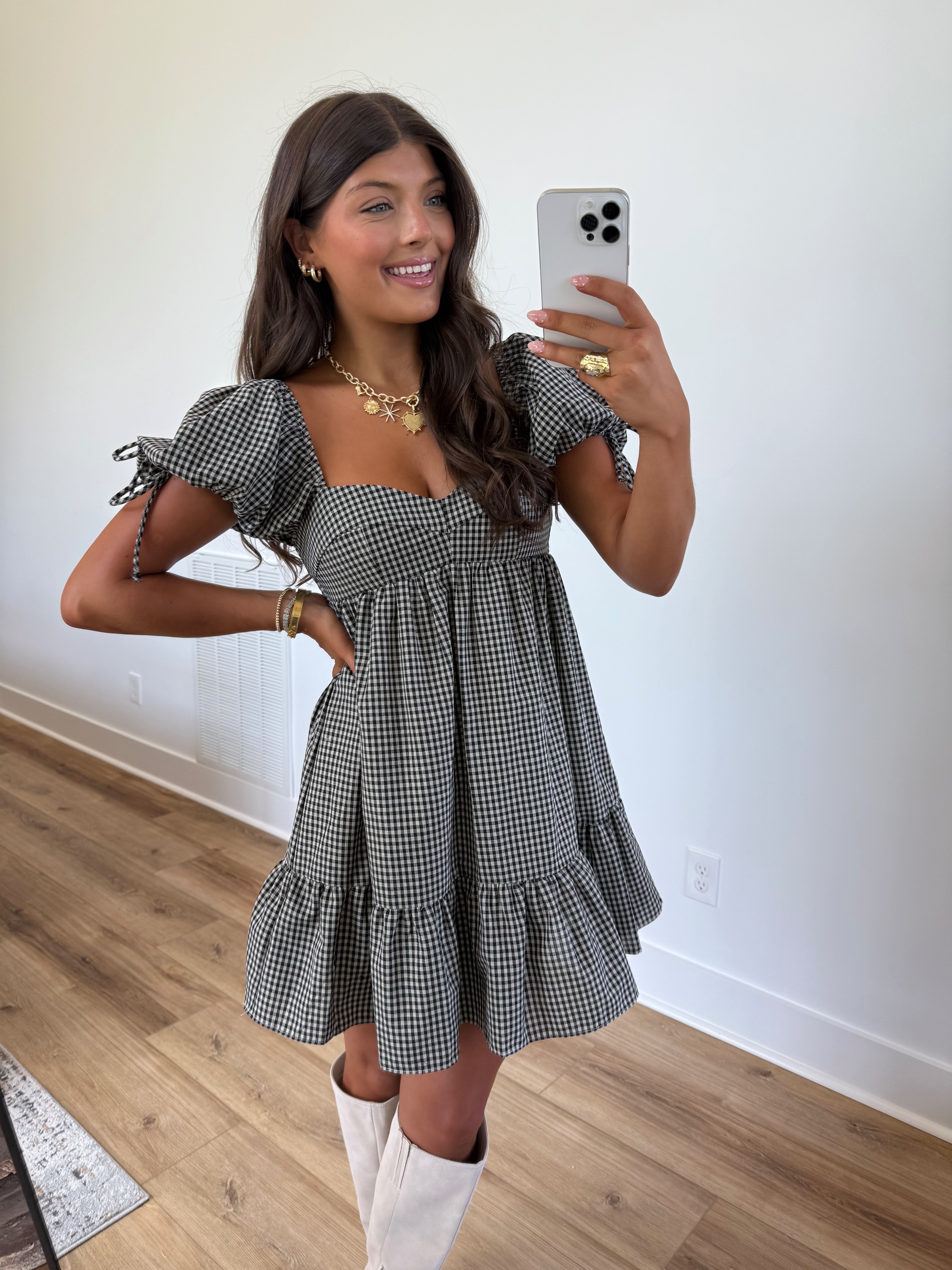 Check Yes Babydoll Dress