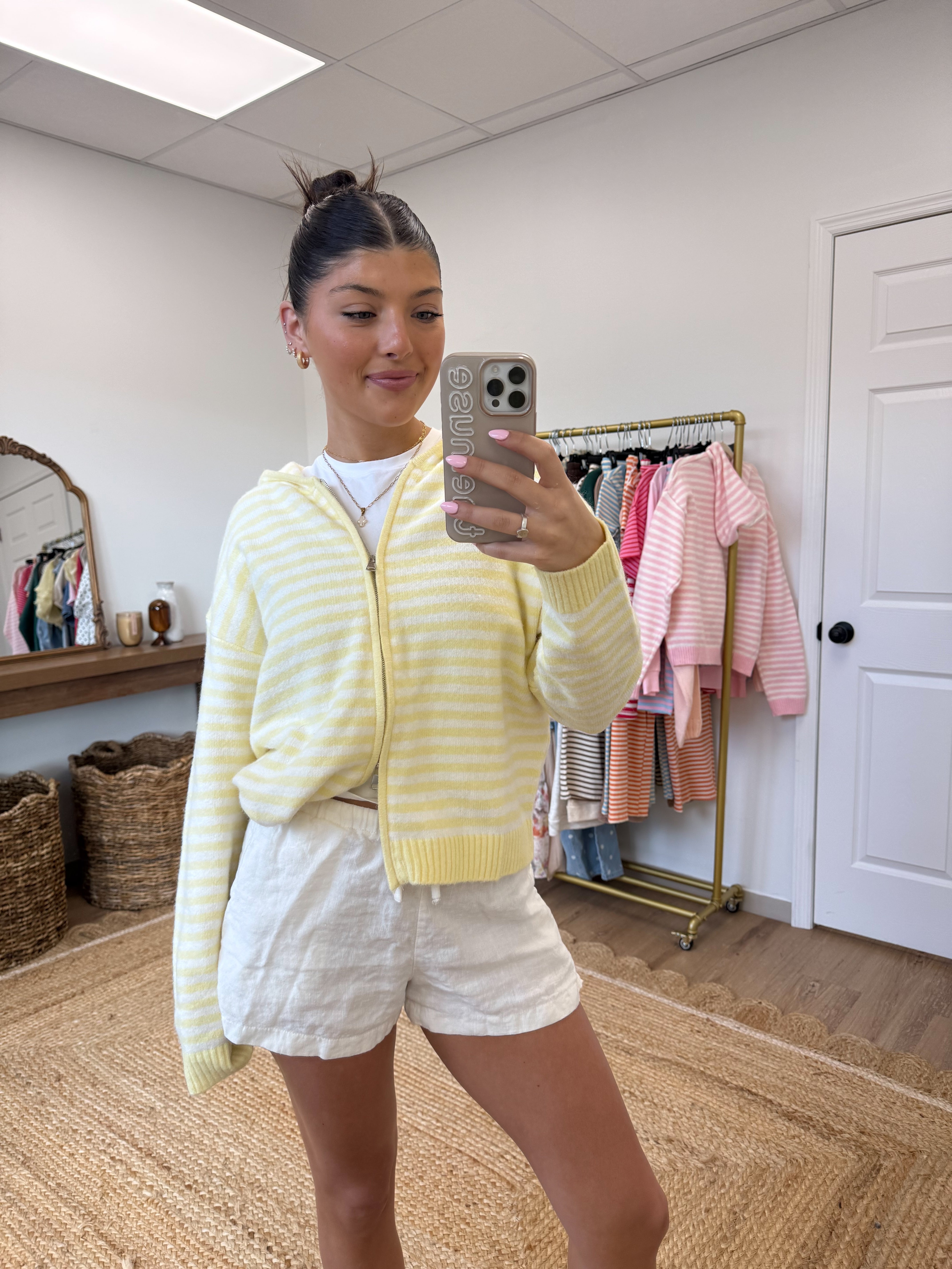 The Maddy Stripe Zip Up (Yellow)