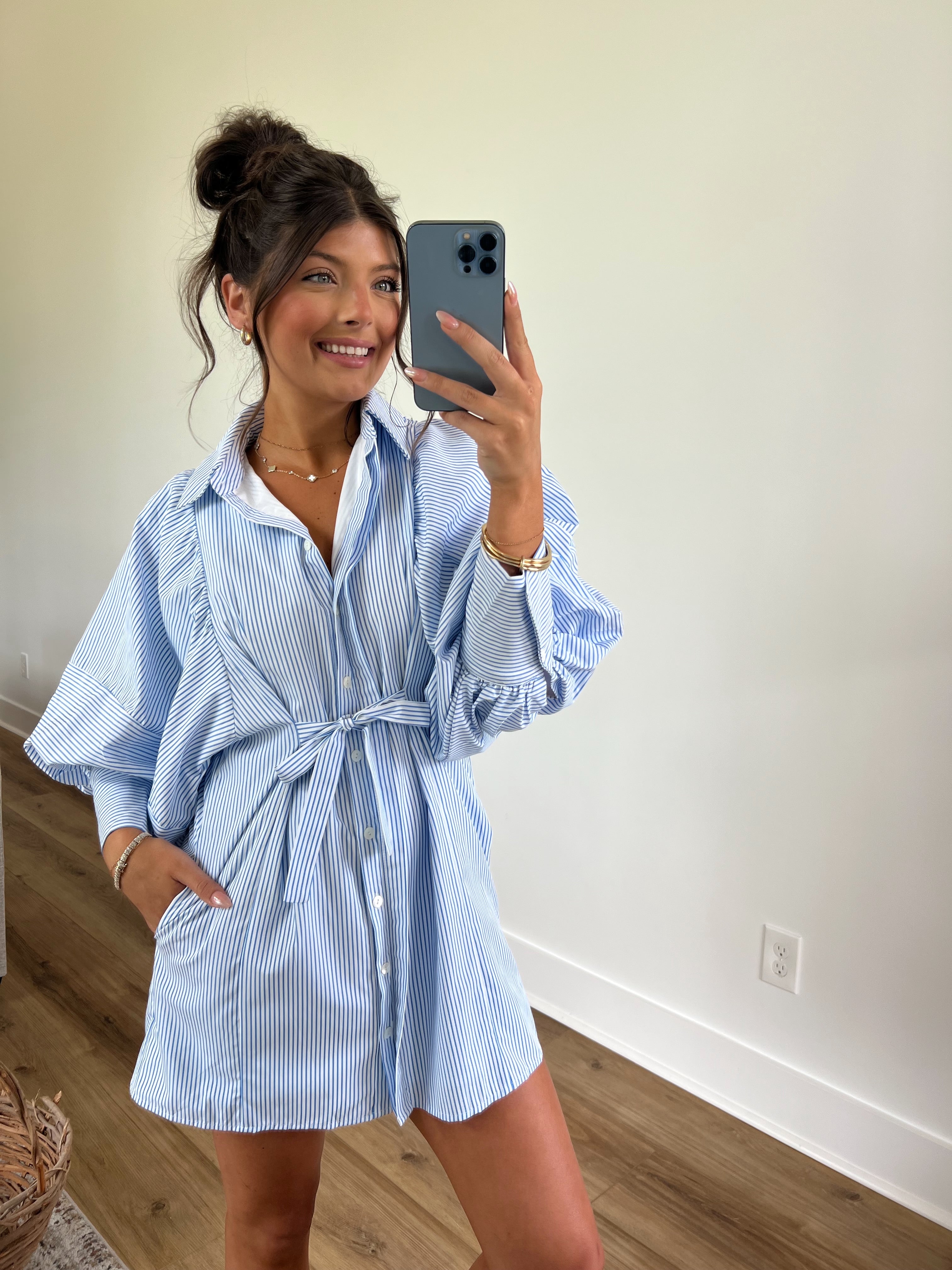 Sunday Morning Dress (Blue Stripe)
