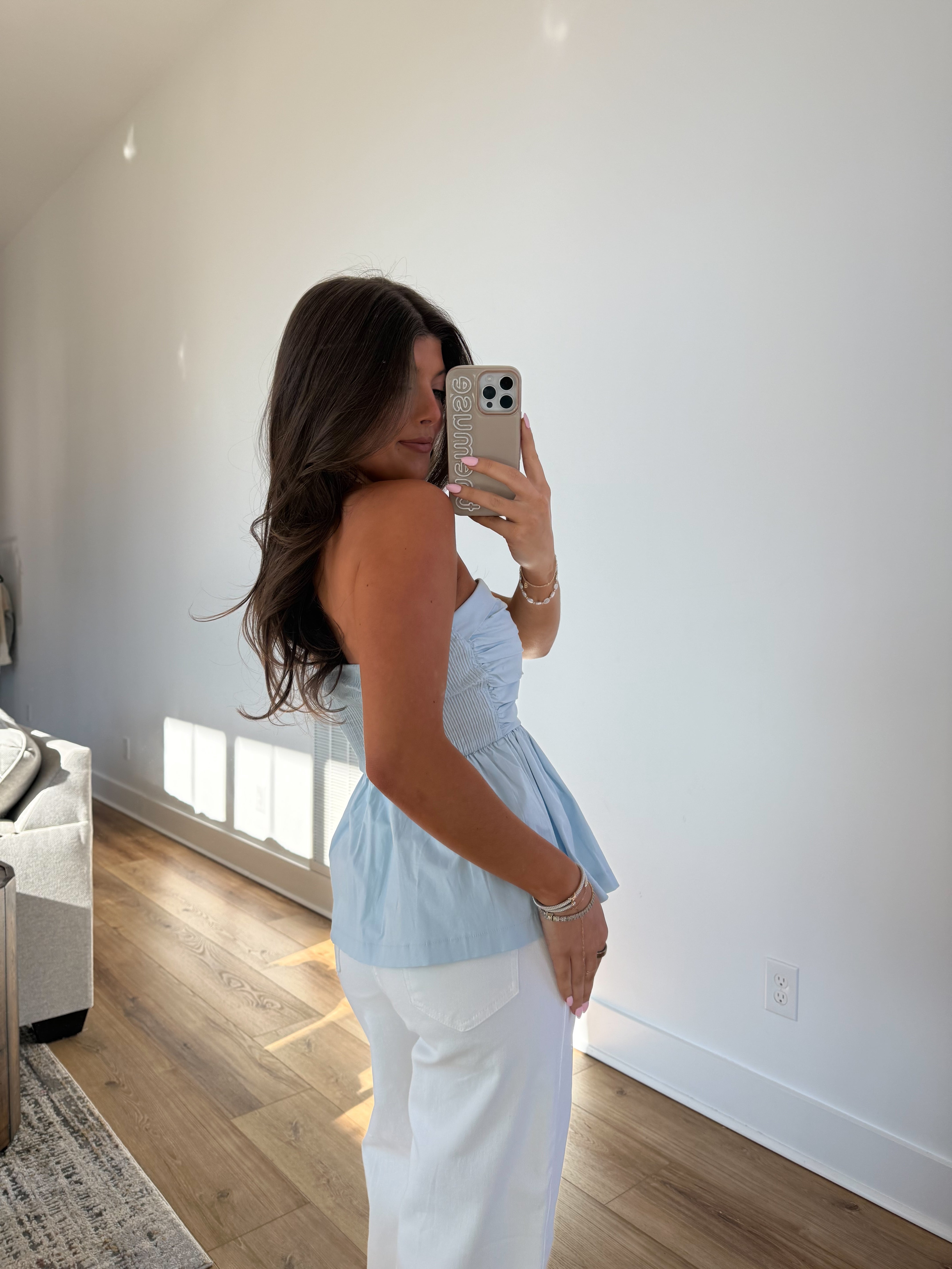 The Nantucket Strapless Top (Sky Blue)