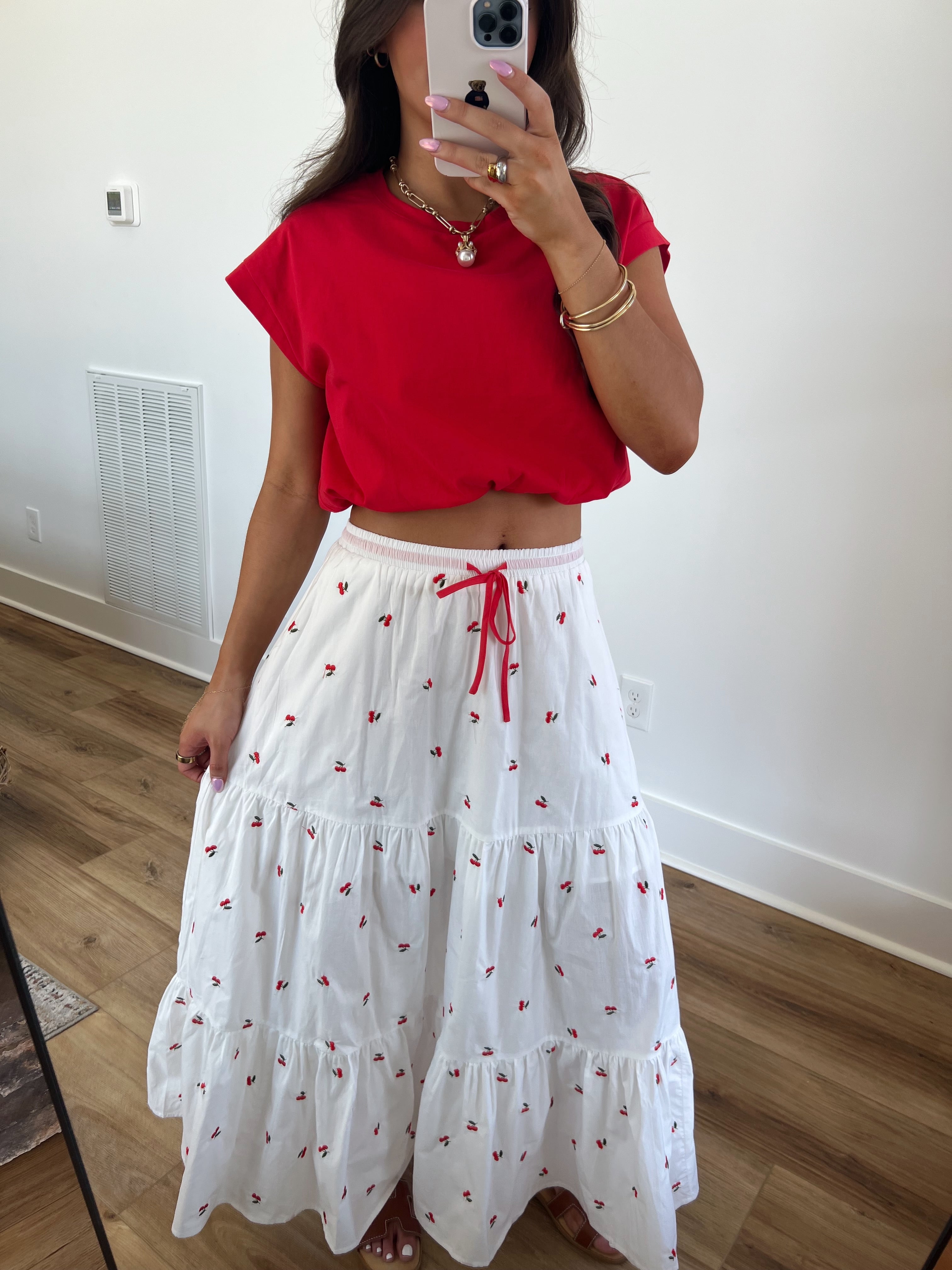 Cherry Twist Maxi Skirt