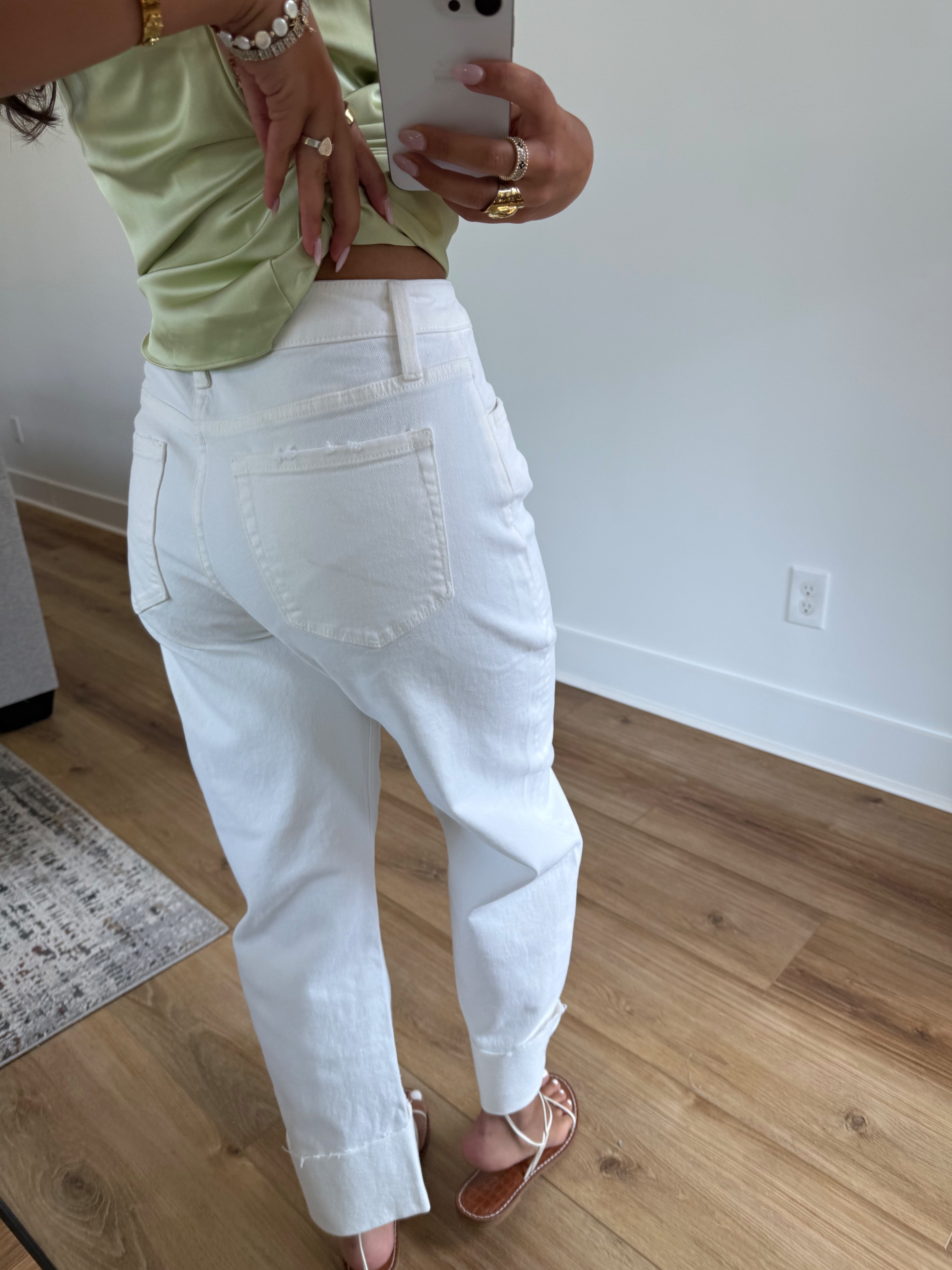 High Rise Cuffed Crop Barrel Jeans